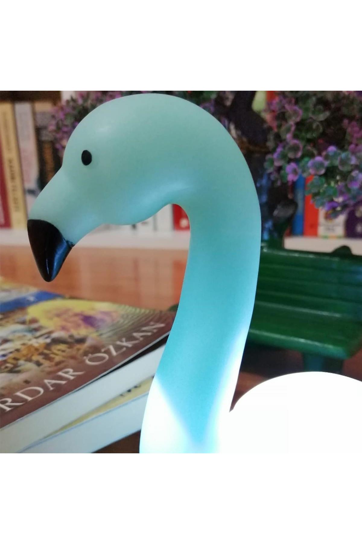 TBL Dekor® Dekoratif Işık Altında Renk Değiştiren pilli Kuğu Gece Lambası