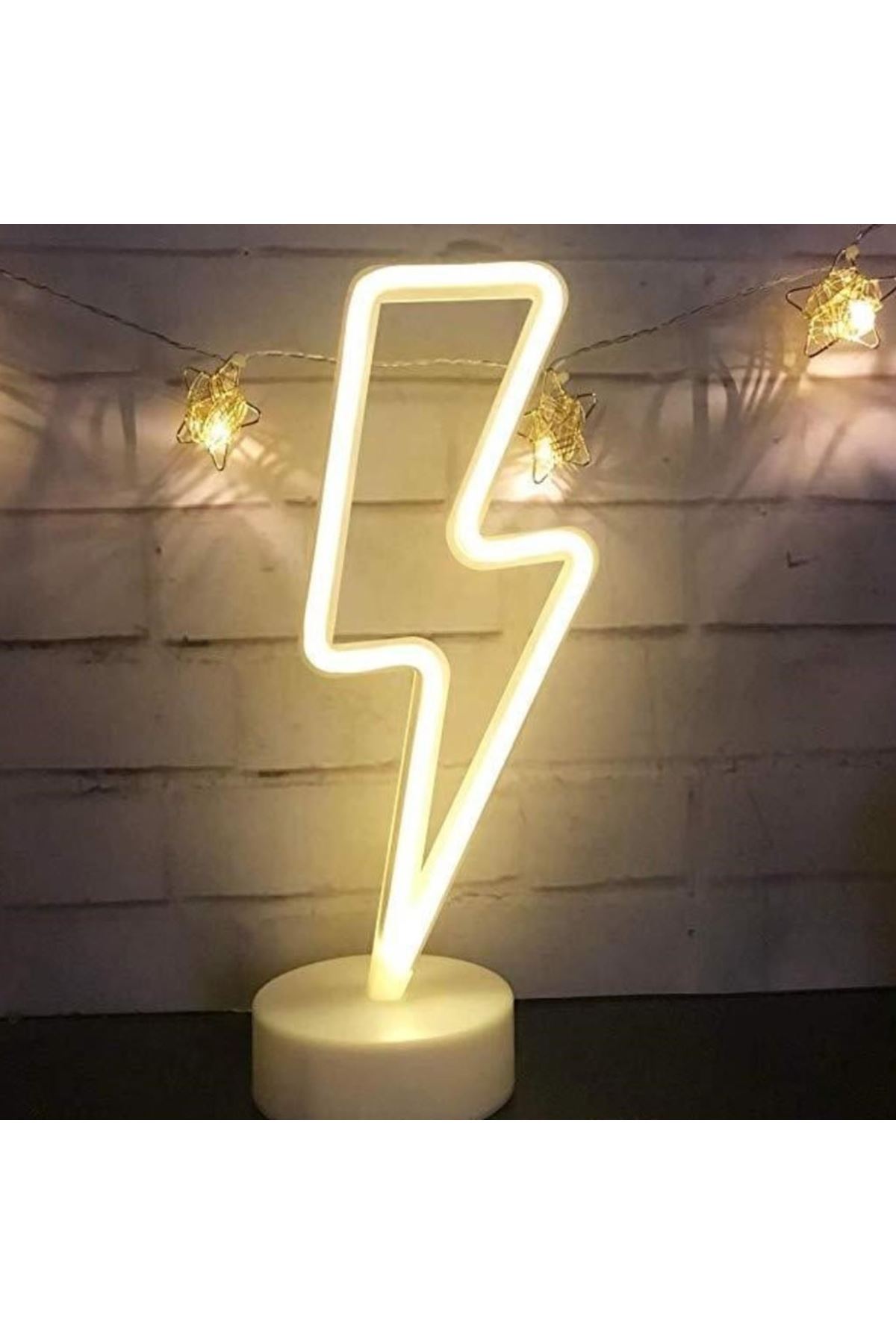 TBL Dekor® Dekoratif Şimşek Şeklinde Pilli Neon Led Lamba Süs Masa Lambası