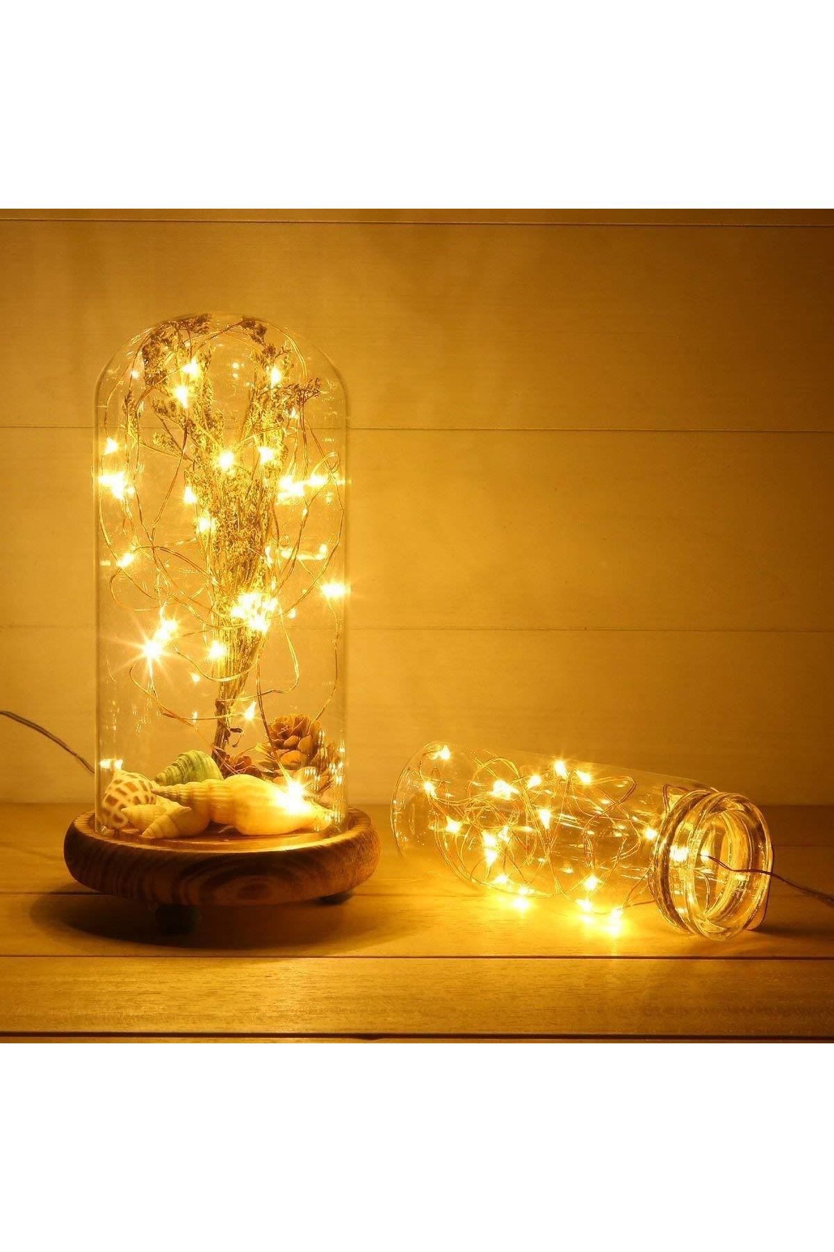 TBL Dekor® Peri Led Işık 10 Metre (Sarı) Pilli Aydınlatma Şerit Led Saçak Spot Süsleme