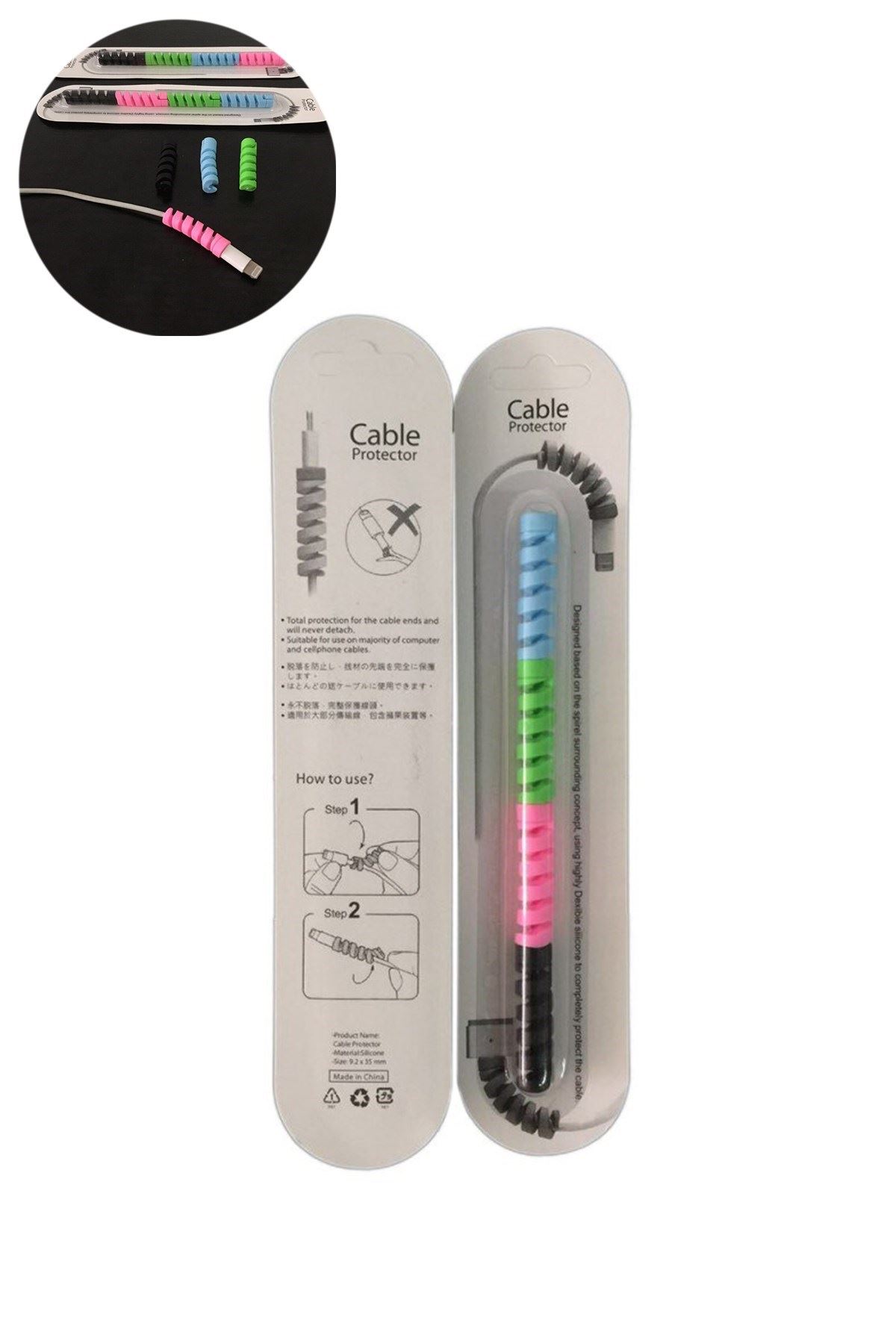 TBL Dekor® 4lü Apple, Android Şaj Kablosu Koruyucu Silikon Spiral Yay Aparat