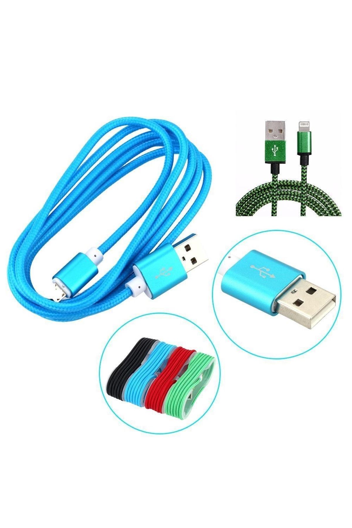 TBL Dekor® 1,5 Metrelik Örgü Şeklinde Apple Iphone Ipad Data Şarj Kablosu