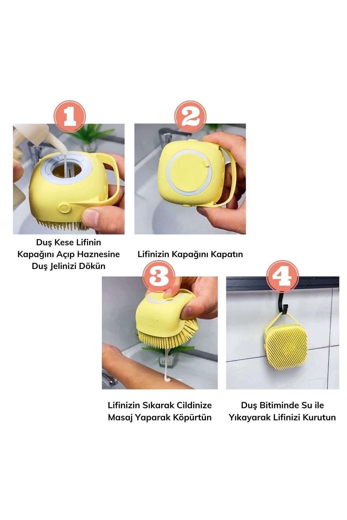 TBL Dekor® Yumuşak Silikon Malzemeli Esnek Jel Hazneli Masaj Fonksiyonlu Etkili Banyo Duş Kese Lifi