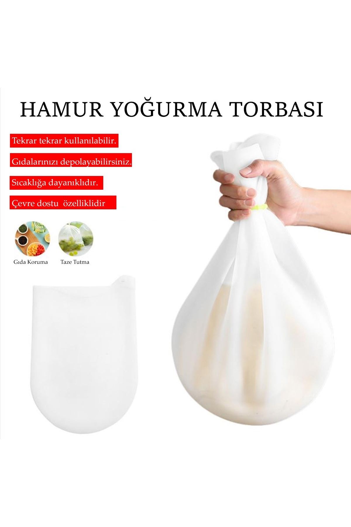 TBL Dekor® Orta Hamur Torbası Silikon Şeffaf Hamur Yoğurma Torbası Ekmek Makarna Mantı  Hamuru Kolay Yo