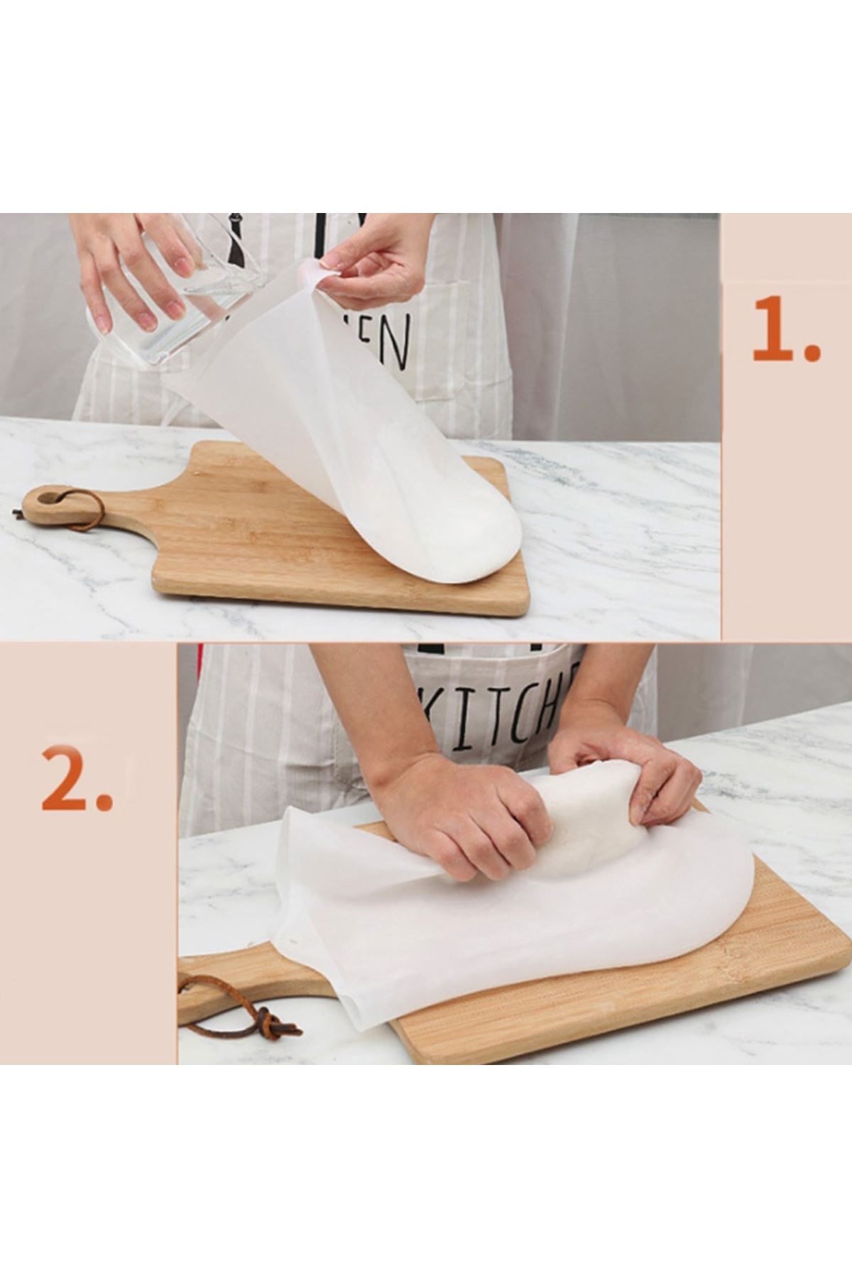 TBL Dekor® Orta Hamur Torbası Silikon Şeffaf Hamur Yoğurma Torbası Ekmek Makarna Mantı  Hamuru Kolay Yo