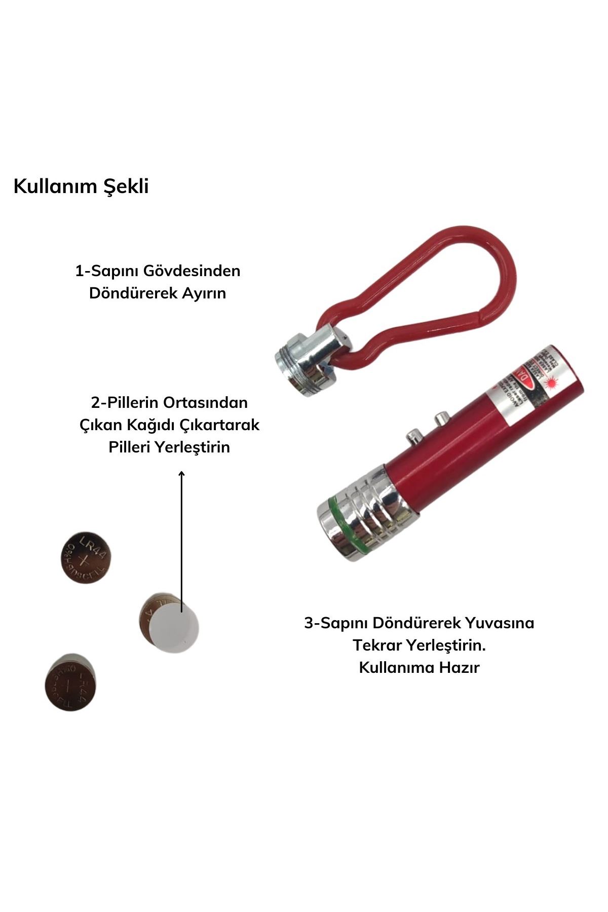 TBL Dekor®  3 Fonksiyonlu Kırmızı Beyaz Işıklı Led Lazer Kedi Köpek Oyuncak Anahtarlık