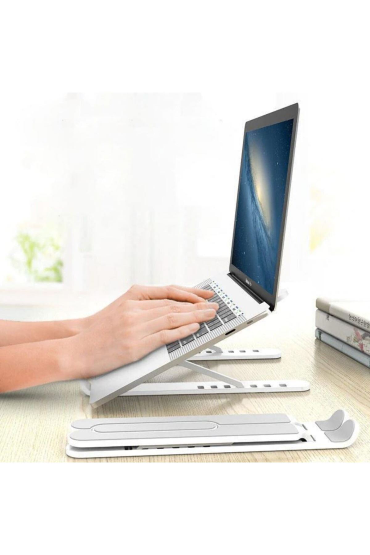 TBL Dekor® Ayarlanabilir Plastik Dizüstü Destek Tabanı Katlanabilir Taşınabilir Laptop Sehpası Yükselti