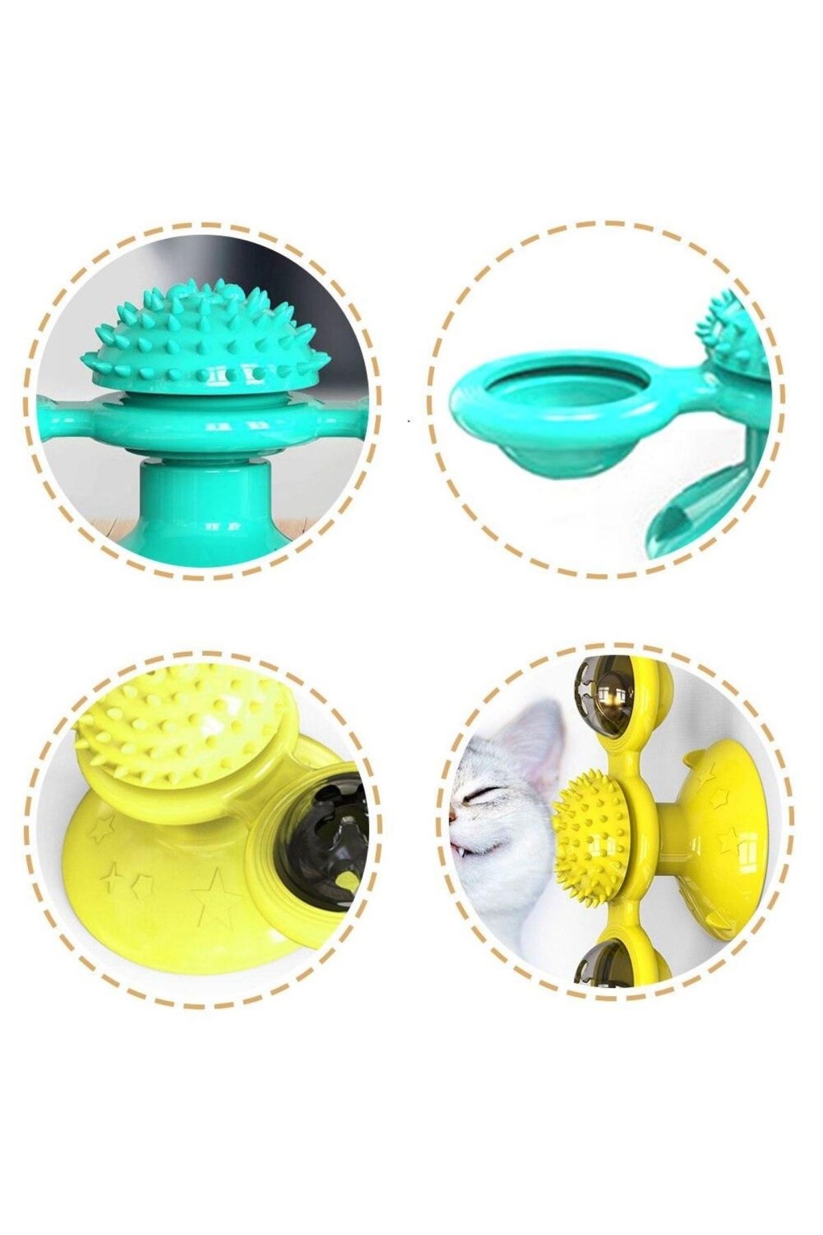 TBL Dekor® Pet Malzemeleri Vantuzlu Fırıldak Toplu Dönen Şeffaf Depo Tasarım İnteraktif Kedi Oyuncağı