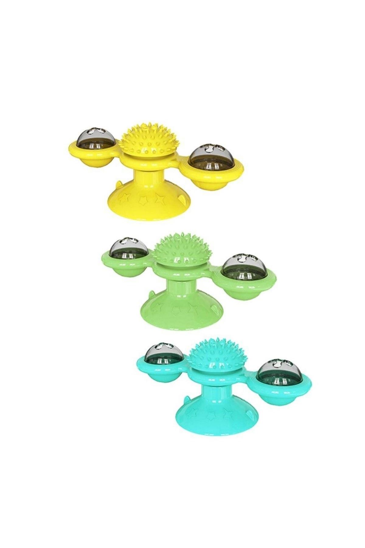 TBL Dekor® Pet Malzemeleri Vantuzlu Fırıldak Toplu Dönen Şeffaf Depo Tasarım İnteraktif Kedi Oyuncağı