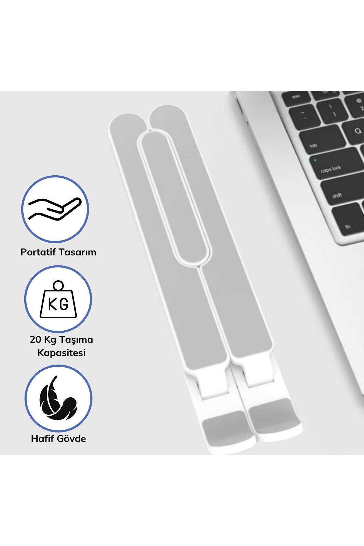 TBL Dekor® Ayarlanabilir Plastik Dizüstü Destek Tabanı Katlanabilir Taşınabilir Laptop Sehpası Yükselti