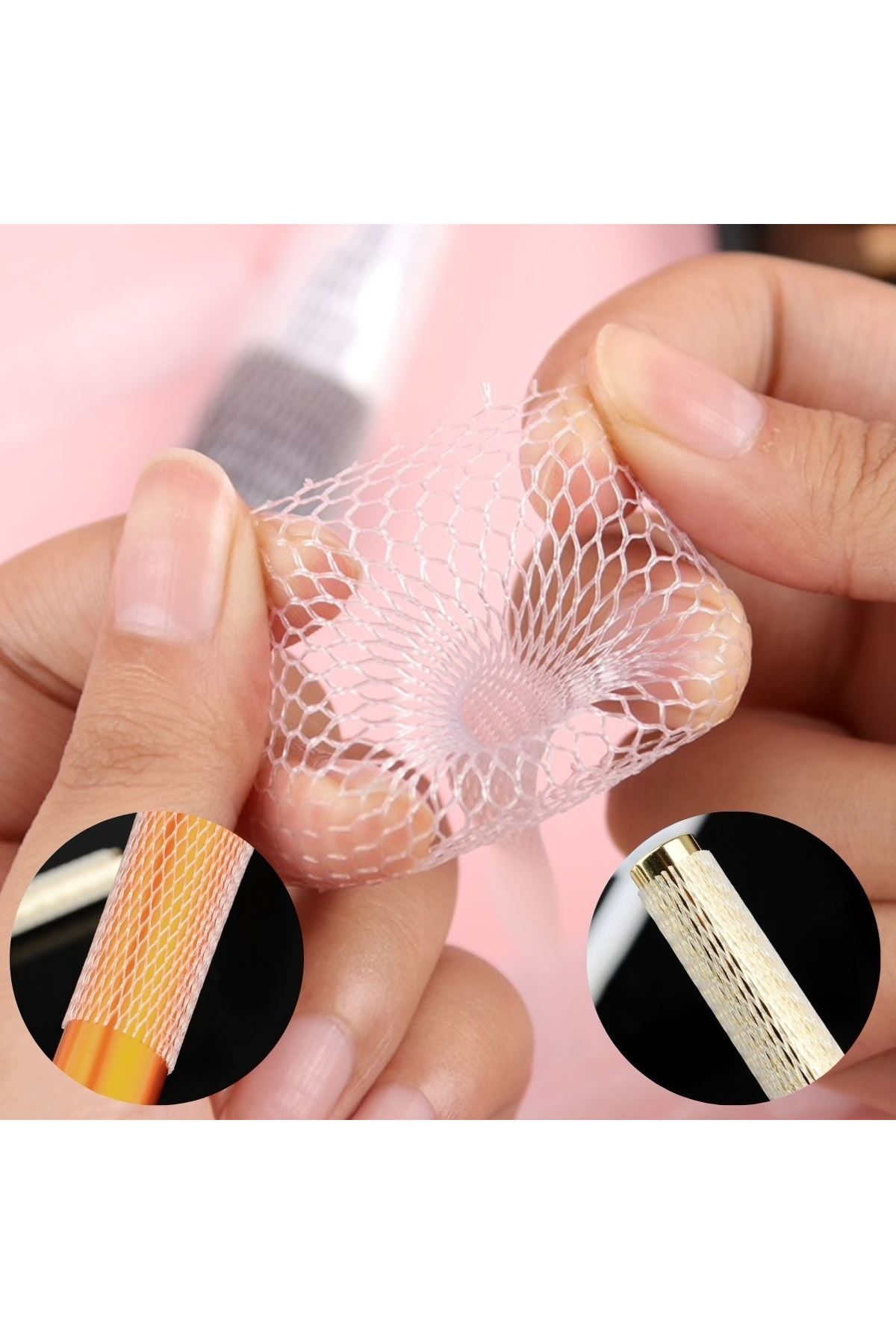 TBL Dekor® Makyaj Far Allık Kontür Eyeliner Fırça Malzemeleri Ürünleri Koruyucu File Kapak Örgü Kılıf S