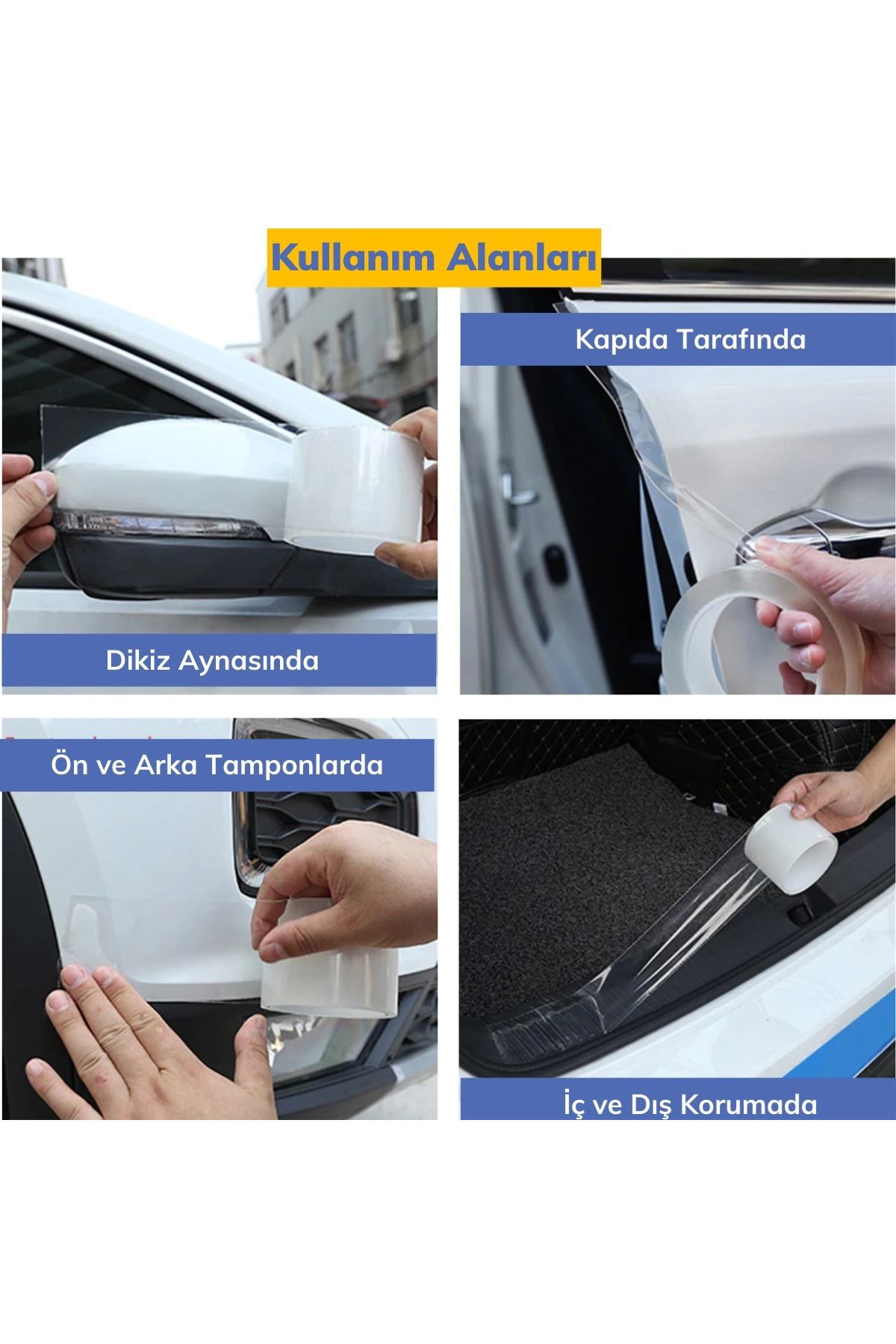 TBL Dekor® Şeffaf Su Geçirmeyen  Dayanıklı Kolay Yapışan Çizilmeye Dayanıklı Oto Darbe Koruyucu Bant