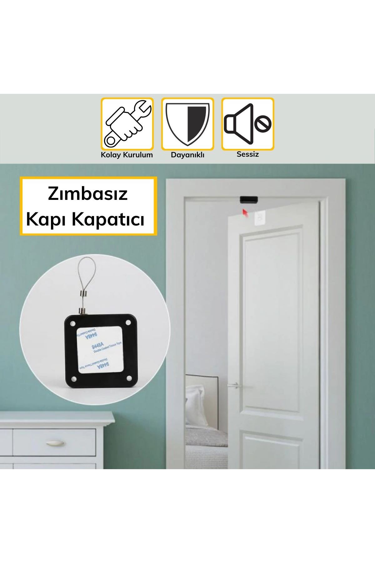 TBL Dekor® Yangına Dayanıklı Sıva Üstü Tüm Kapılar İçin Uygun Otomatik Kapanan Hızlı Otomatik Kapı Kapa