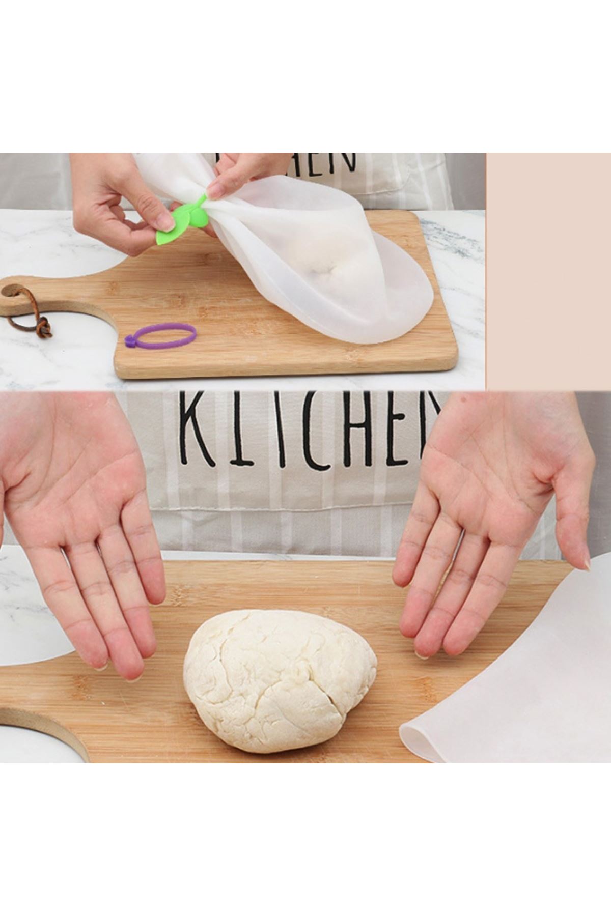 TBL Dekor® Büyük  Hamur Torbası  Silikon Şeffaf Hamur Yoğurma Torbası Ekmek Makarna Mantı  Hamuru Kolay