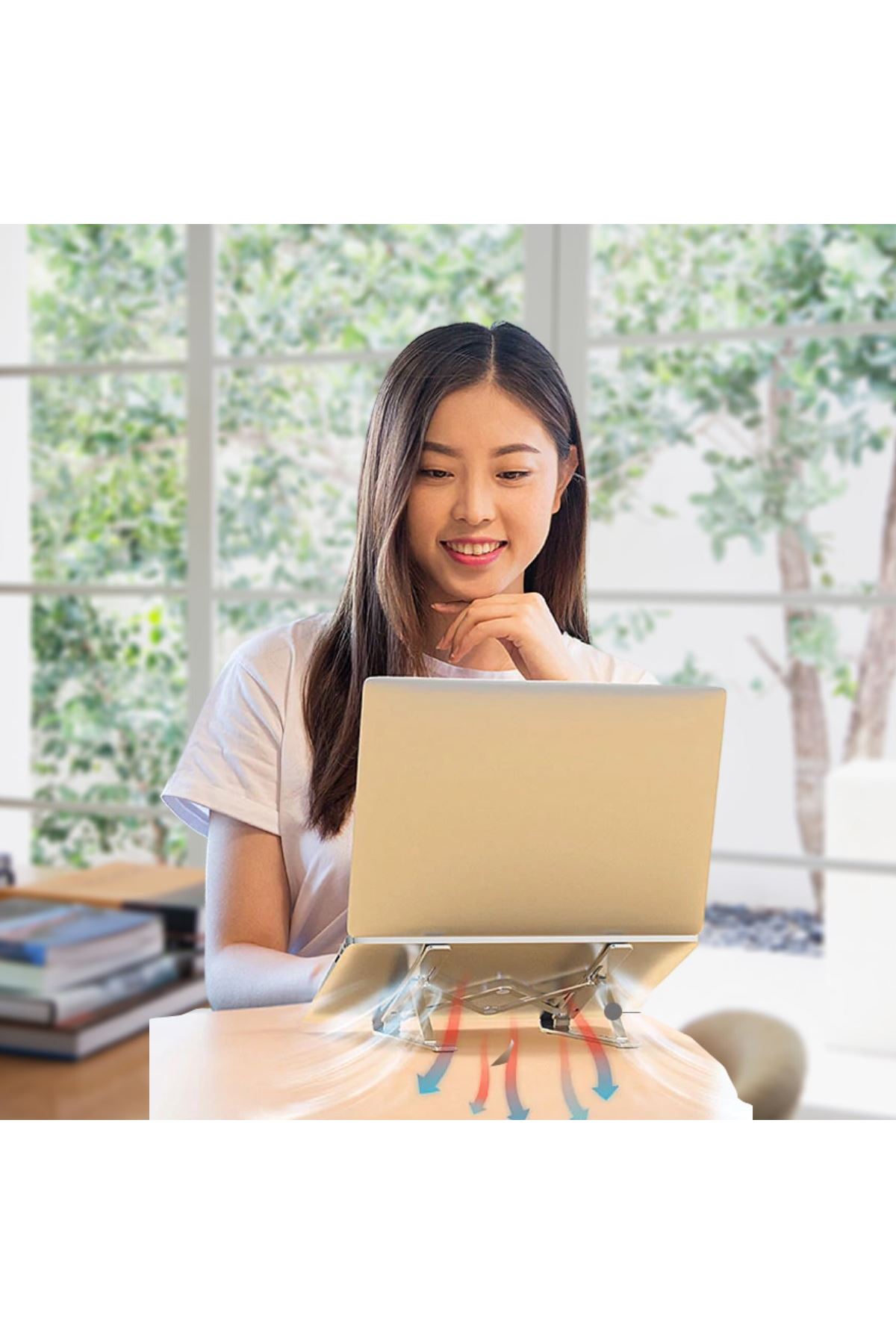 TBL Dekor® Ayarlanabilir Dizüstü Destek Tabanı Tamamen Katlanabilir Taşınabilir Laptop Yükseltici