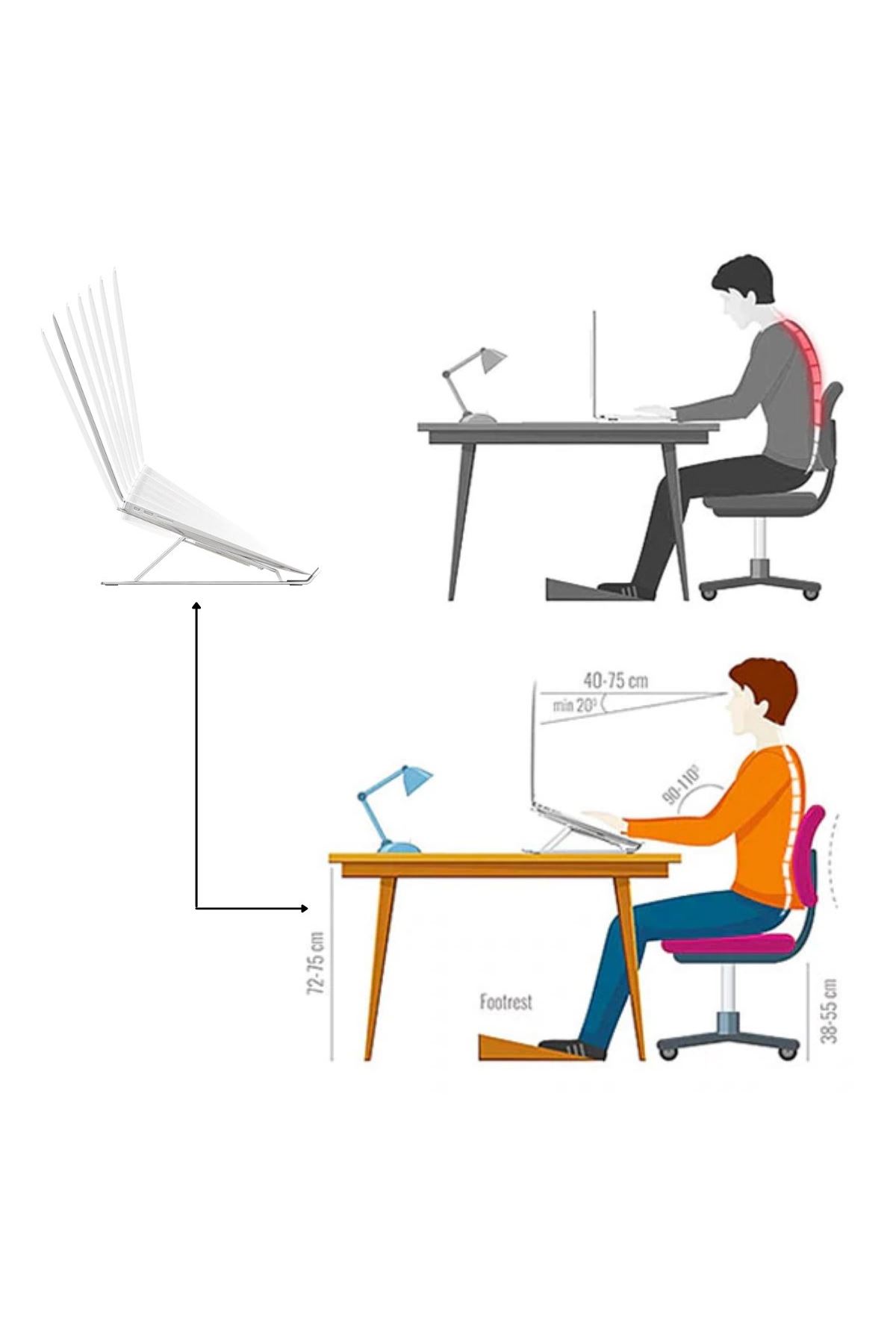 TBL Dekor® Ayarlanabilir Dizüstü Destek Tabanı Tamamen Katlanabilir Taşınabilir Laptop Yükseltici