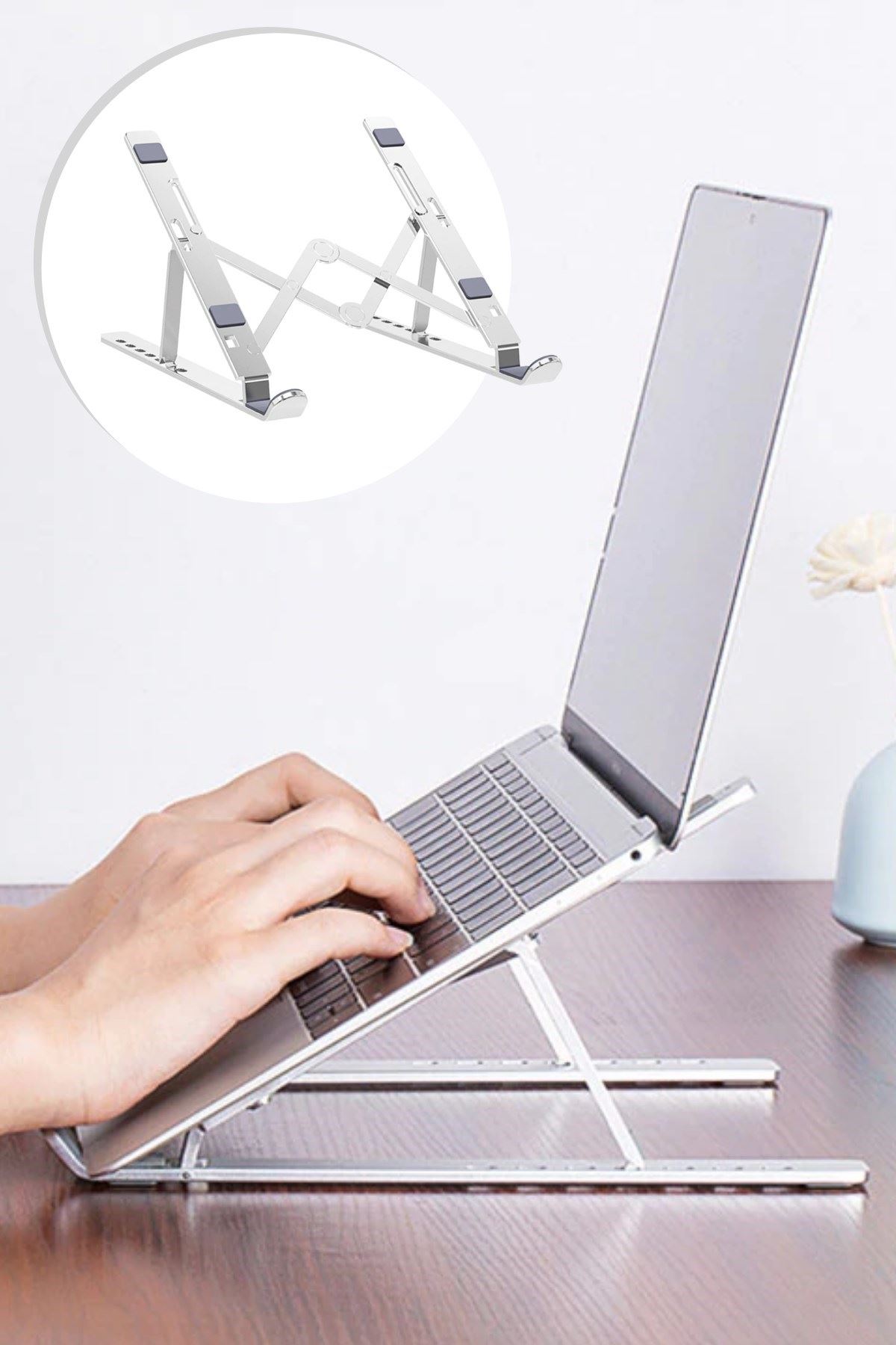 TBL Dekor® Ayarlanabilir Dizüstü Destek Tabanı Tamamen Katlanabilir Taşınabilir Laptop Yükseltici