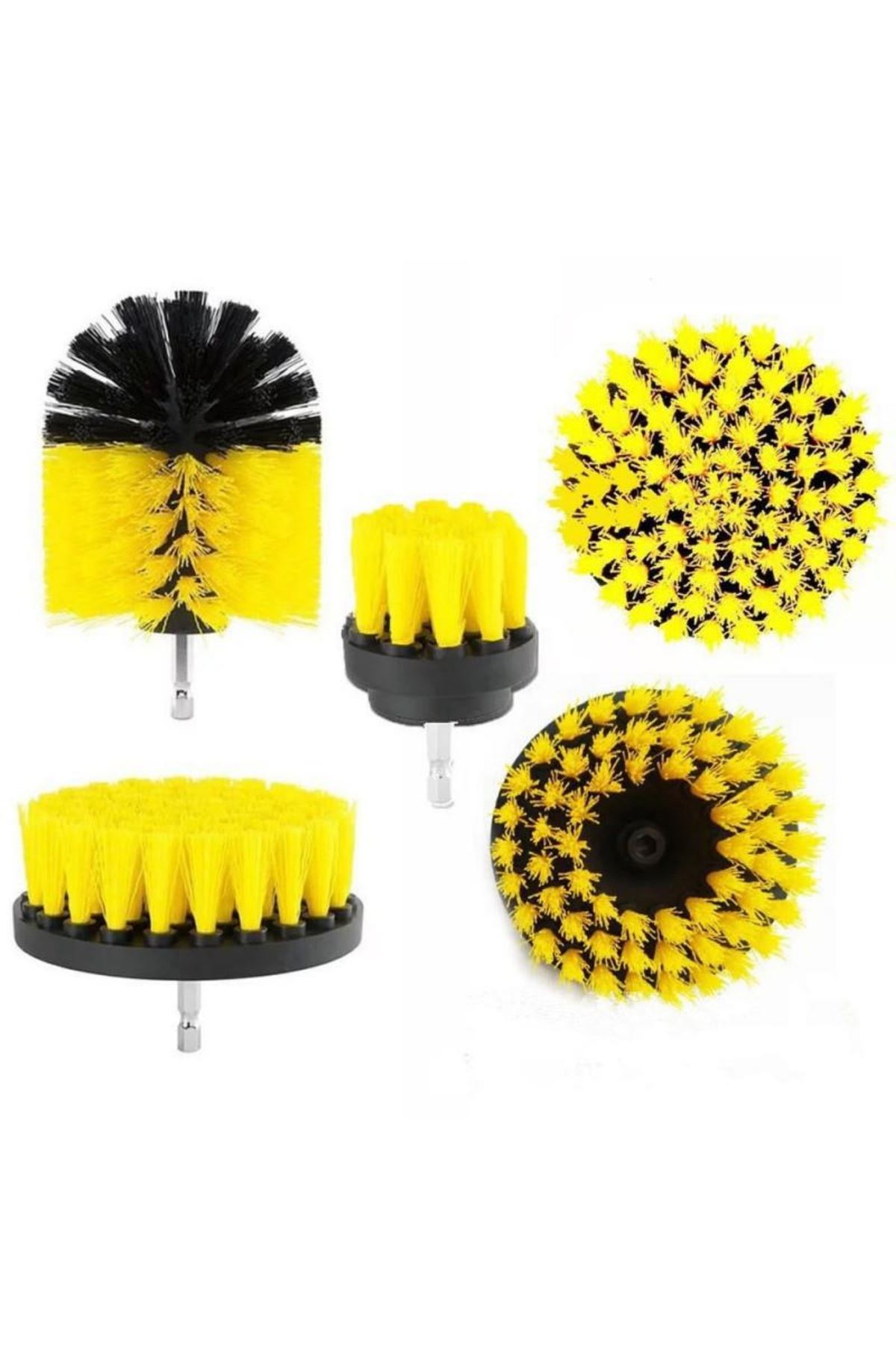 TBL Dekor® 3lü Matkap Ucu Banyo Küvet Duşakabin Araba Tekerliği Koltuk Yıkama Temizleme Fırçası Seti