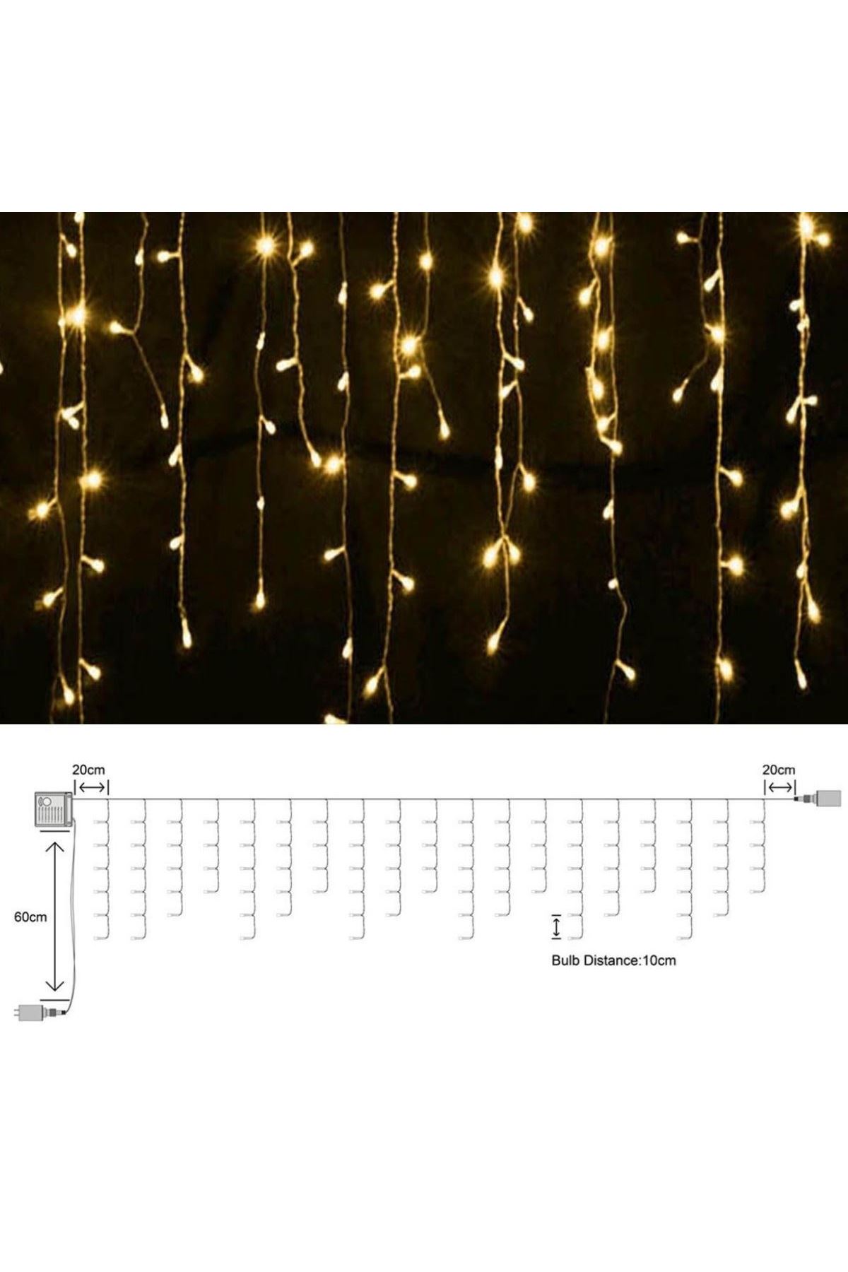 TBL Dekor® 8 Fonksiyonlu 16 Saçaklı Perde Led 3 x 1 (Günışığı)