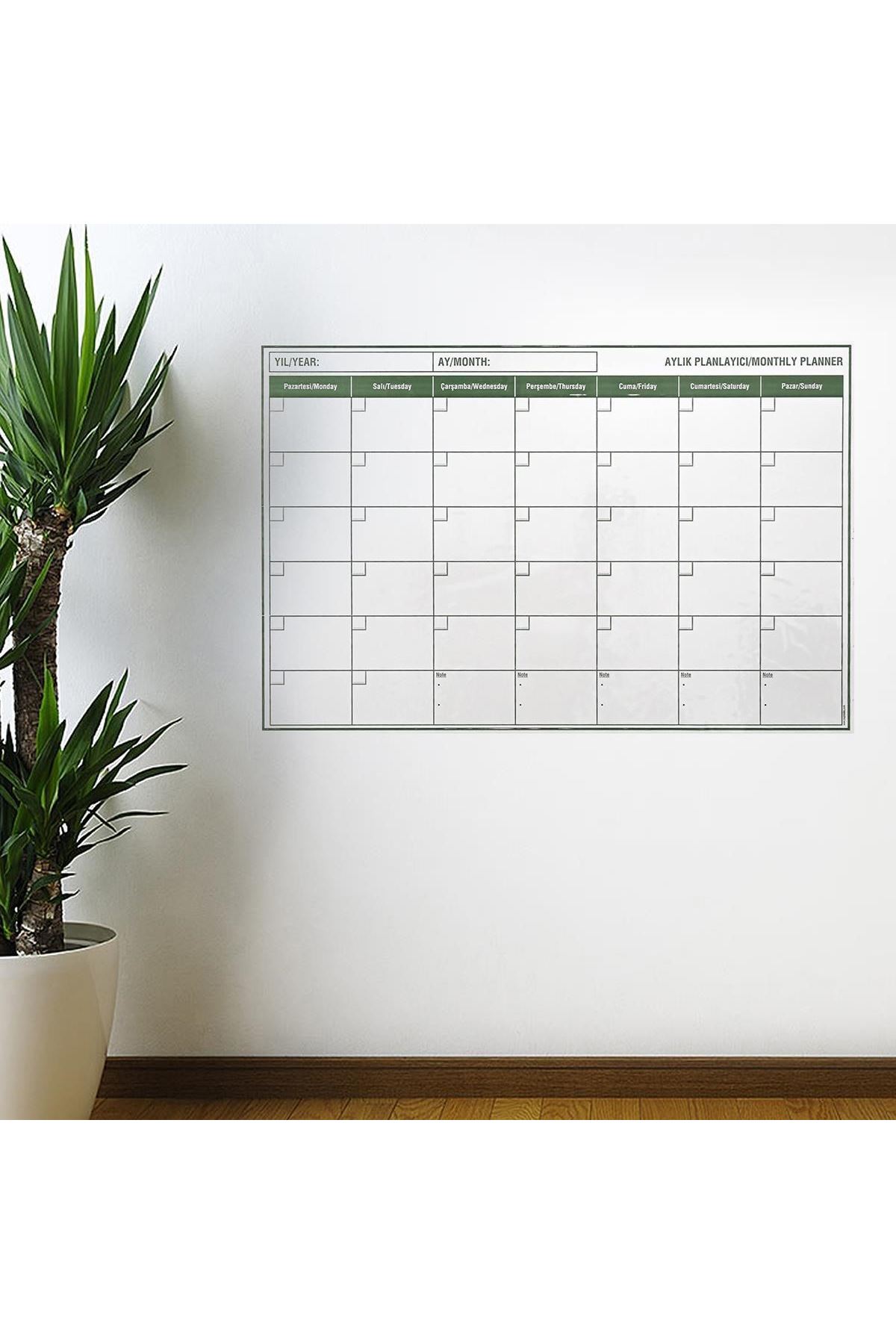 TBL Dekor® Manyetik Yapışkanlı Bir Aylık Program Planlayıcı Takvim 85x56 cm