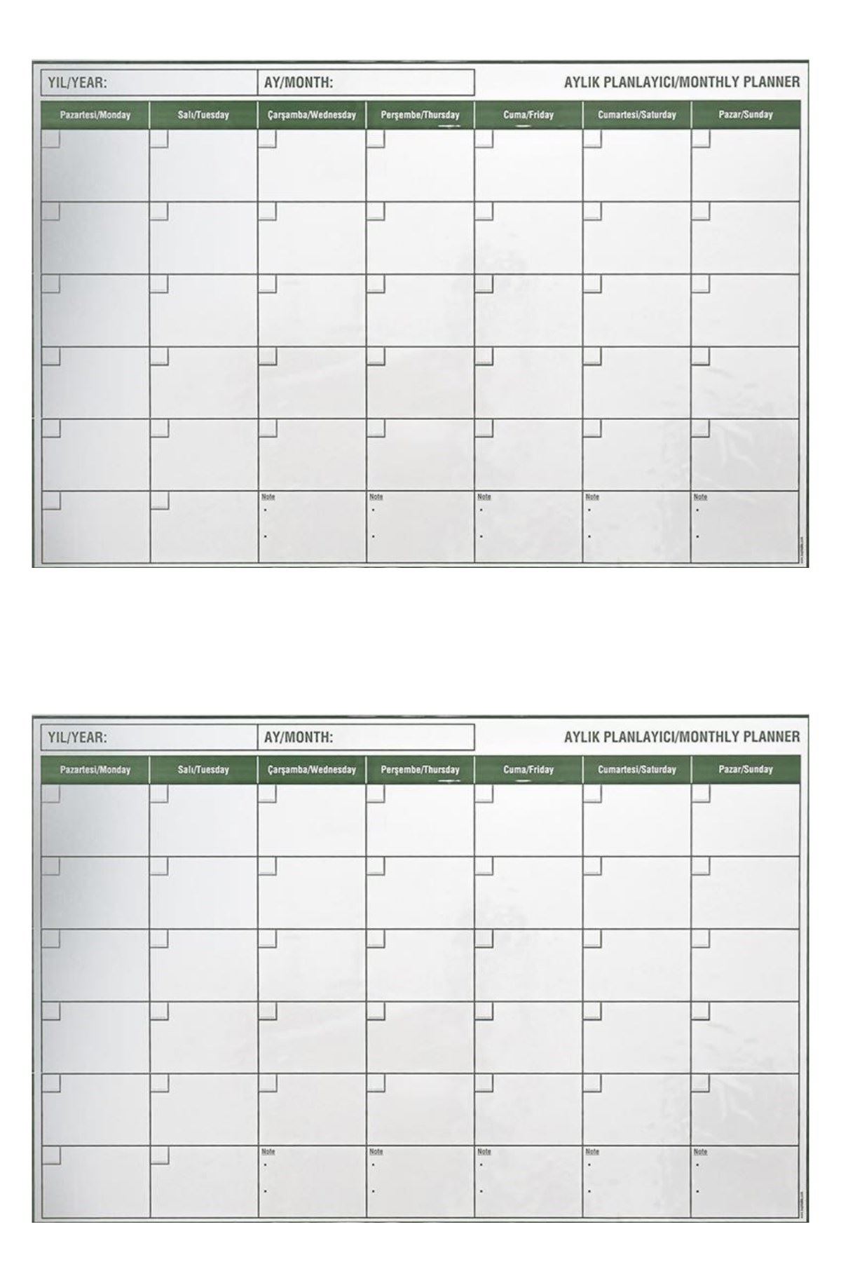 TBL Dekor® Manyetik Yapışkanlı Bir Aylık Program Planlayıcı Takvim 85x56 cm