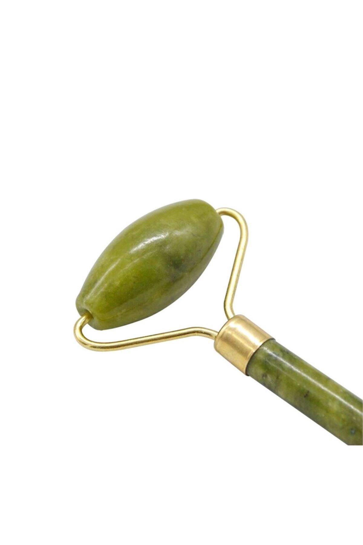 TBL Dekor® Özel Süngerli Kutusunda Kırılmaz Çift Taraflı 2li Cilt Yüz Masaj Aleti Jade Roller Yeşim Taş