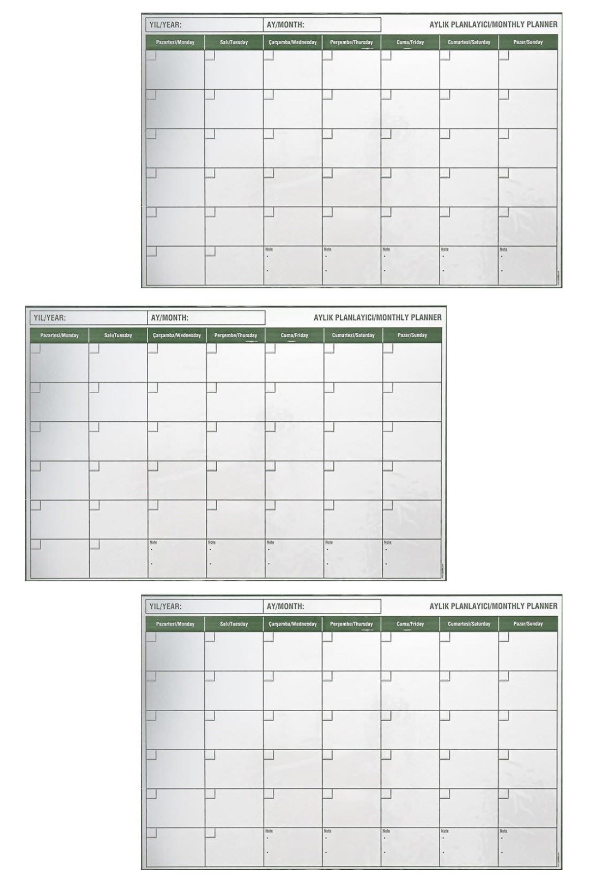 TBL Dekor® Manyetik Yapışkanlı Bir Aylık Program Planlayıcı Takvim 85x56 cm