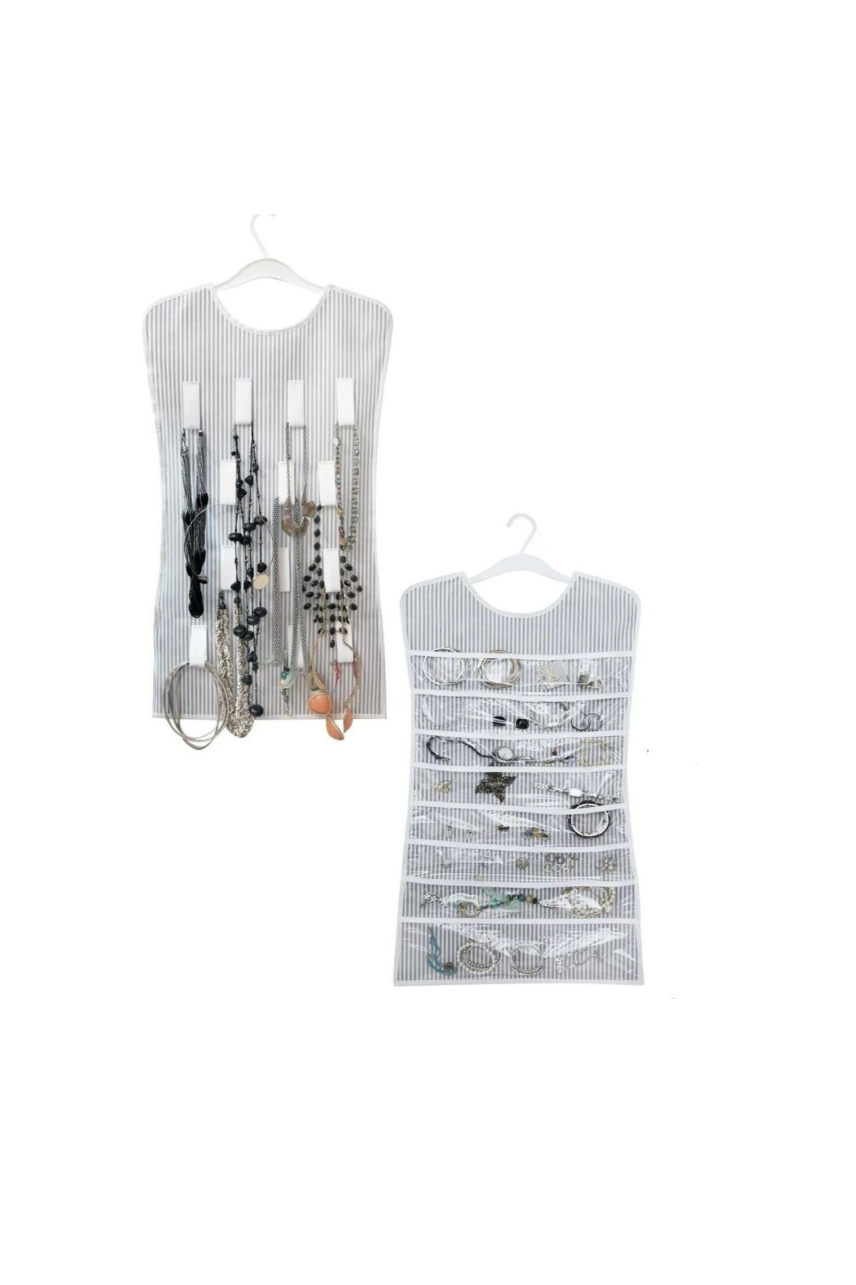 TBL Dekor® Elbise Şeklinde Takı Düzenleyici İki Taraflı Mücevherler Ve Takılar İçin Takı Organizer