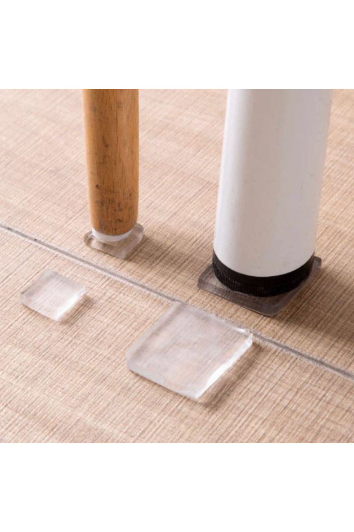 TBL Dekor® 4 Adet Silikon Şeffaf Koltuk Mobilya Masa Beyaz Eşya Yazıcı Koruyucu Kaydırmaz  Dayanıklı Pe