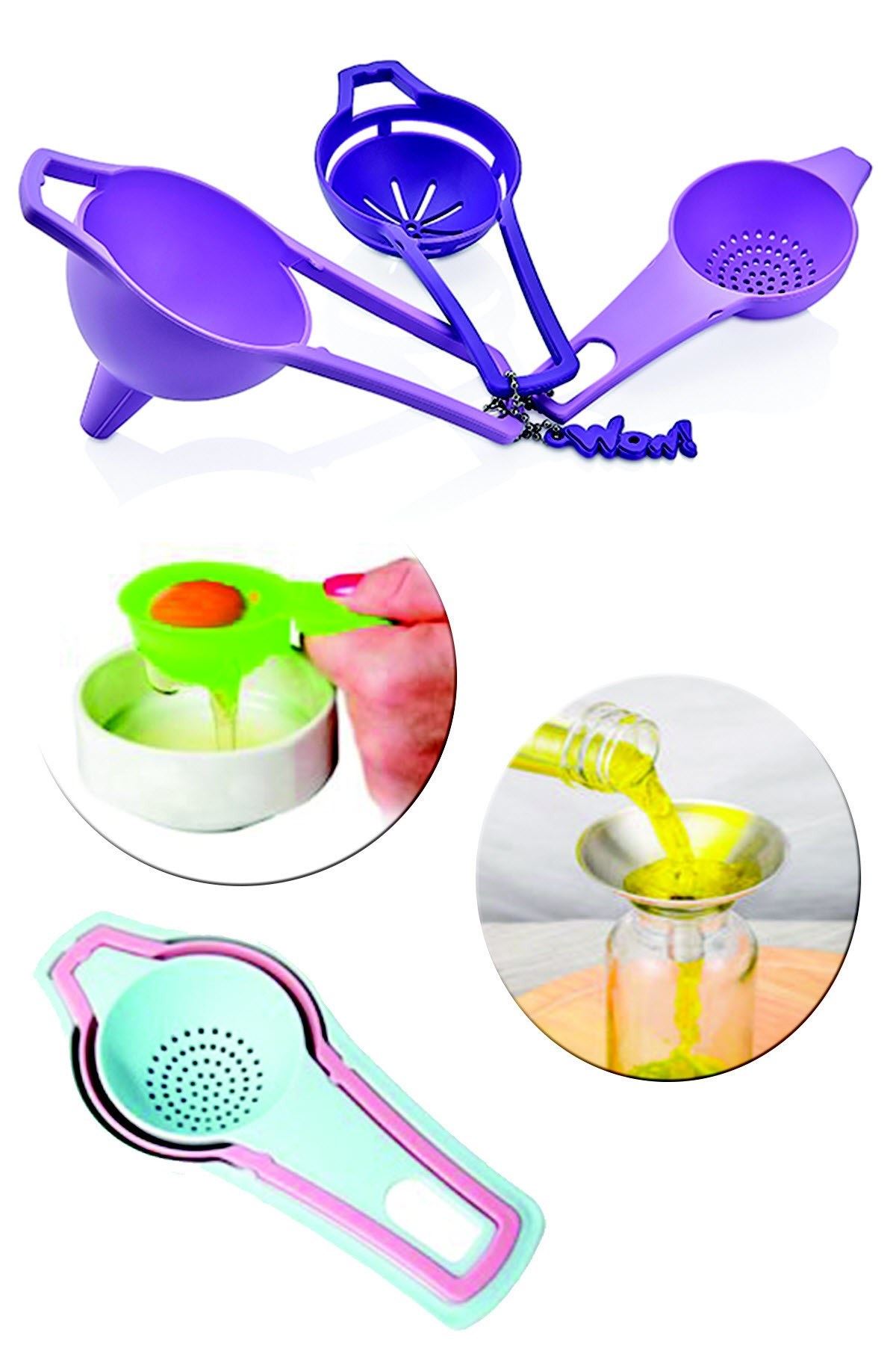 TBL Dekor® Pratik Yumurta Süzgeci Mini Süzgeç Huni Seti Hepsi Bir Arada