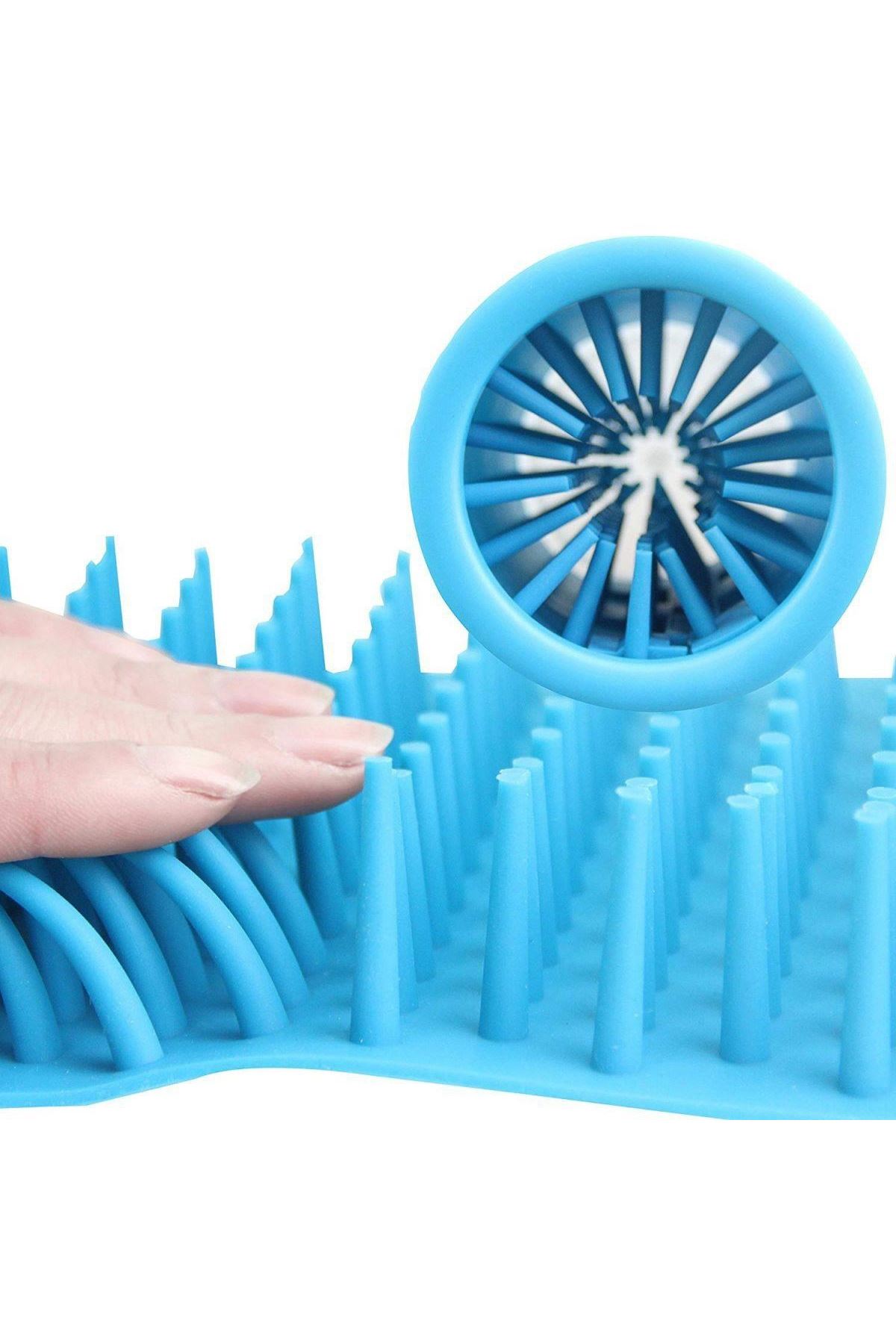 TBL Dekor® Silikon Jel Fırçalı Kedi Köpek Pati Ayak Yıkama Temizleme Kovası (Küçük)