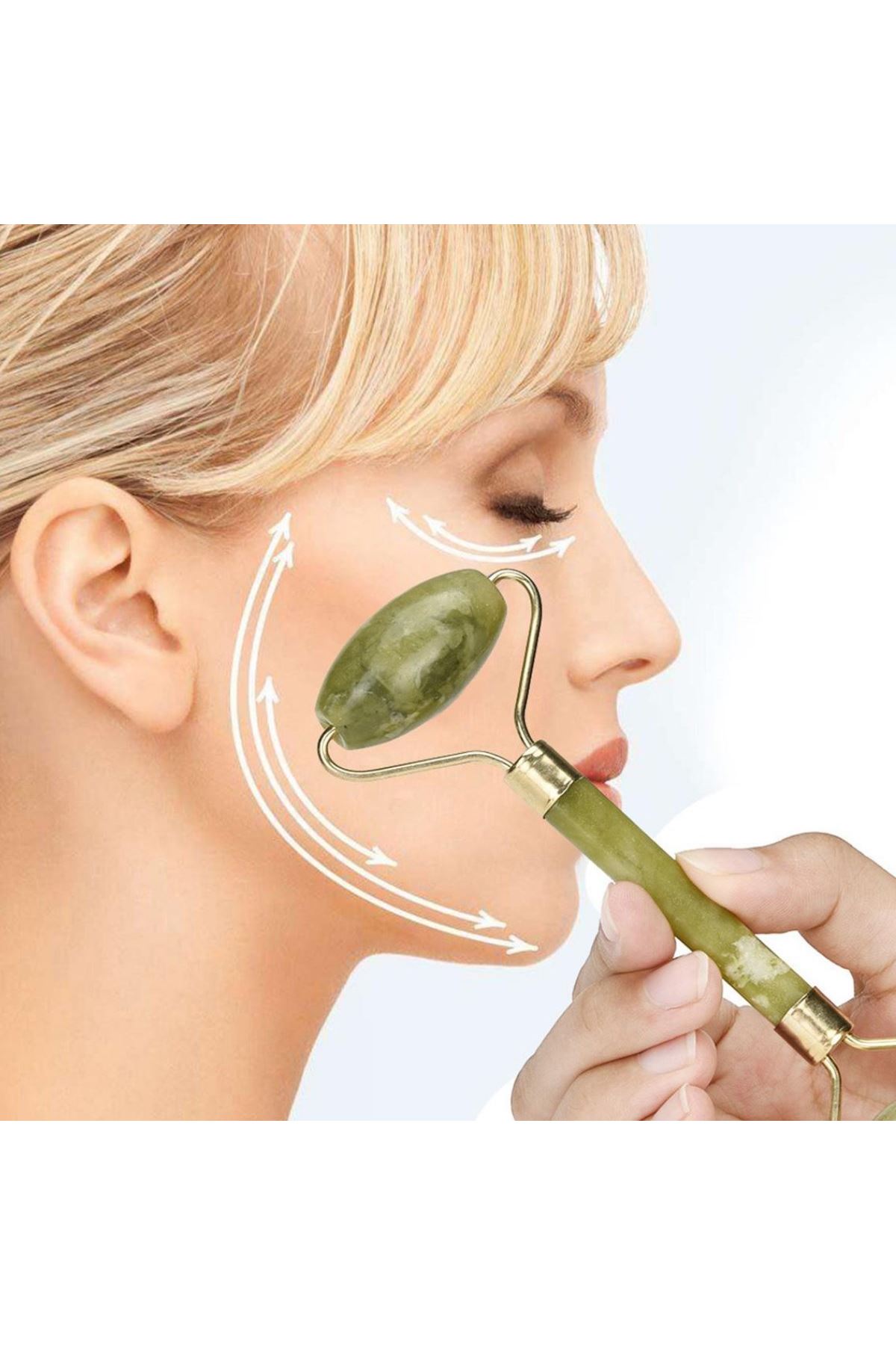 TBL Dekor® 2li Set Çift Taraflı Cilt Temizleme Fırçası ve Yeşim Taşı Çift Taraflı Cilt Masaj Aleti