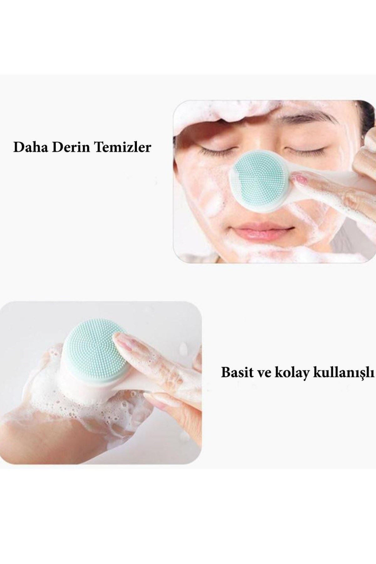 TBL Dekor® 2li Set Çift Taraflı Cilt Temizleme Fırçası ve Yeşim Taşı Çift Taraflı Cilt Masaj Aleti