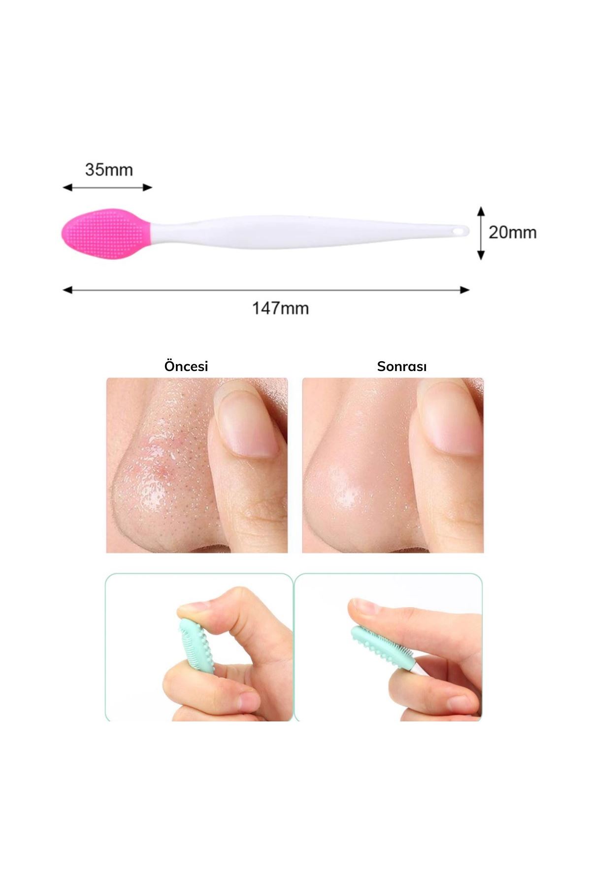 TBL Dekor® 2 Adet Dudak Fırçası Peeling Etkili Gözenek  Siyah Nokta Temizleyici Akne Giderici Çift Yönl