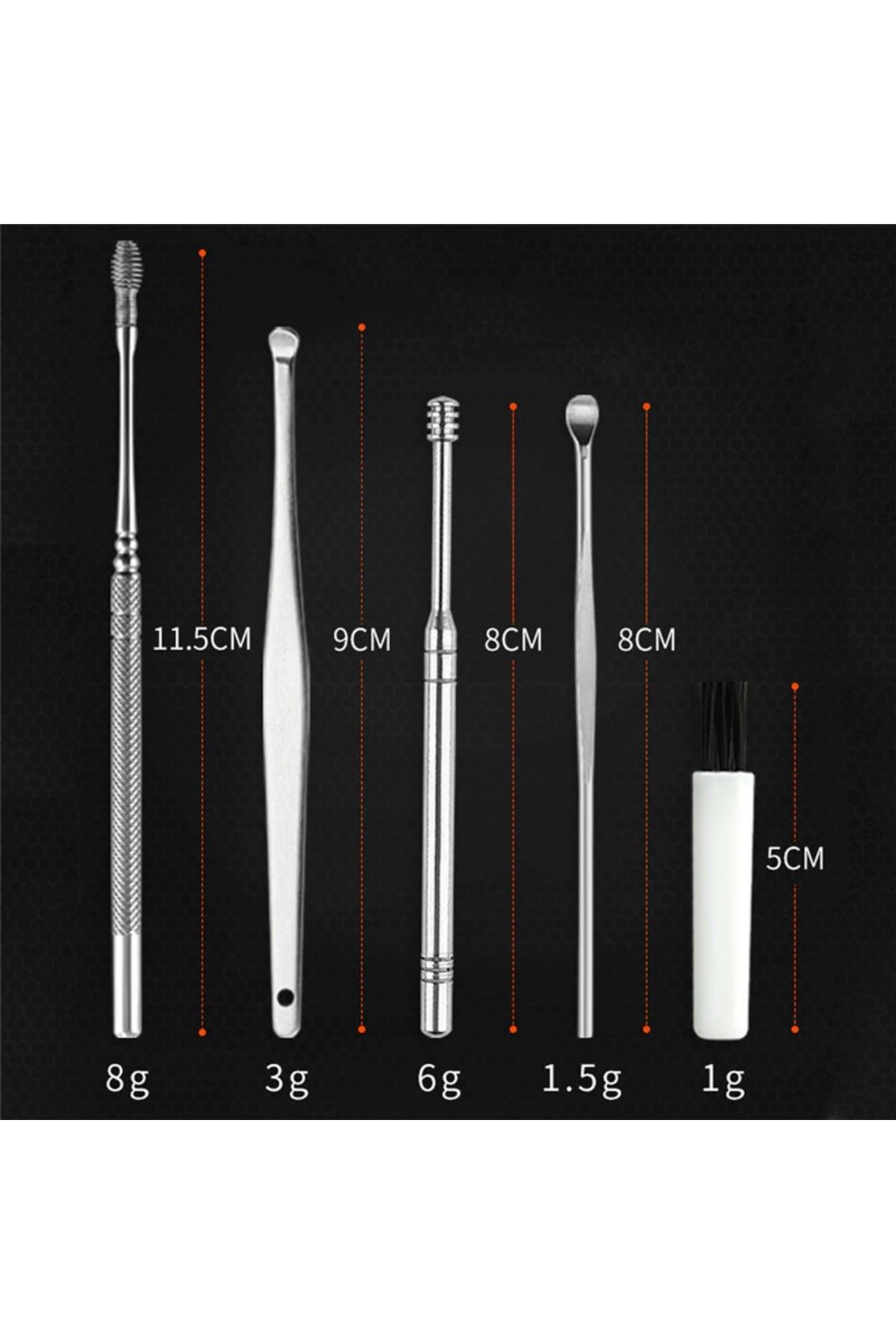 TBL Dekor® 6 Parça Paslanmaz Çelik Kulak Balmumu Toplayıcı Çıkarıcı Temizleyici Bakımı Çubuk Seti