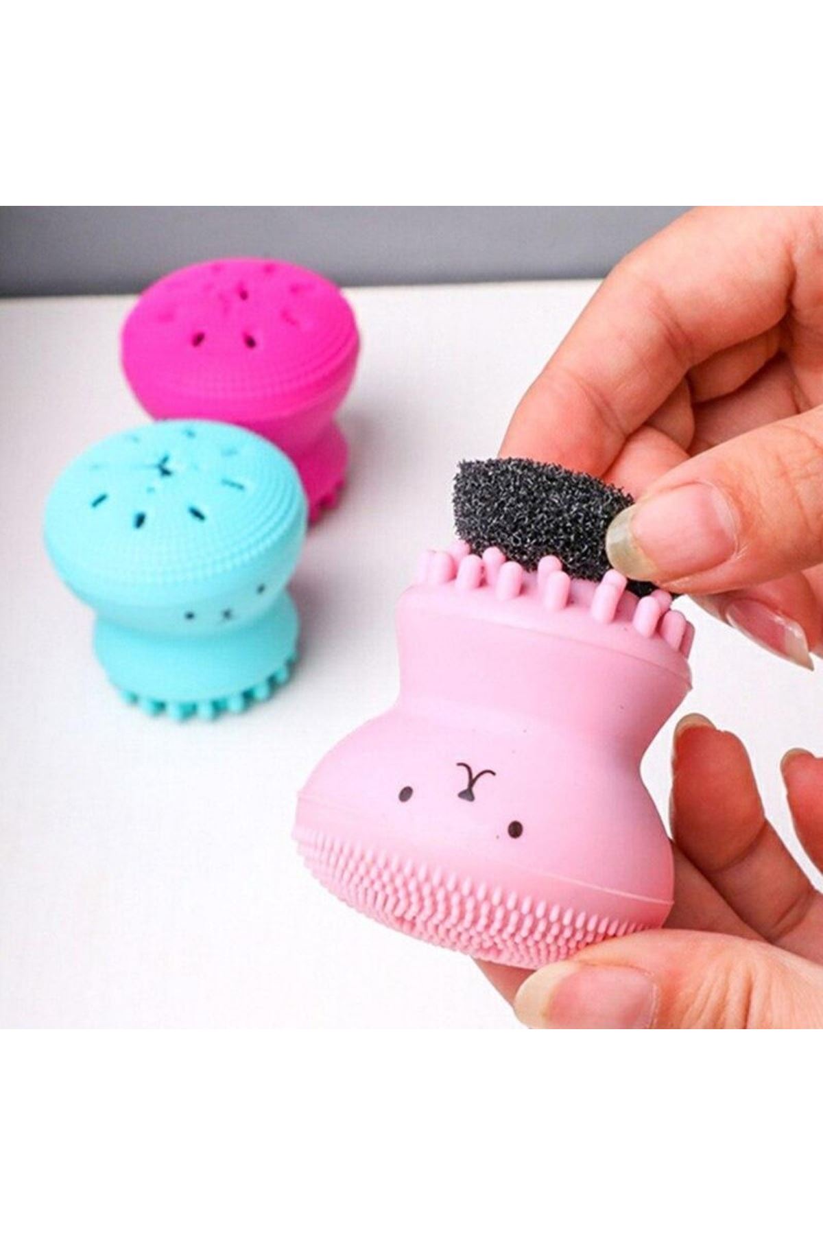 TBL Dekor® Peeling Etkili Mini El Yüz Cilt Temizleme Fırçası Silikon Temizlenmesi Kolay  Siyah Nokta Gi