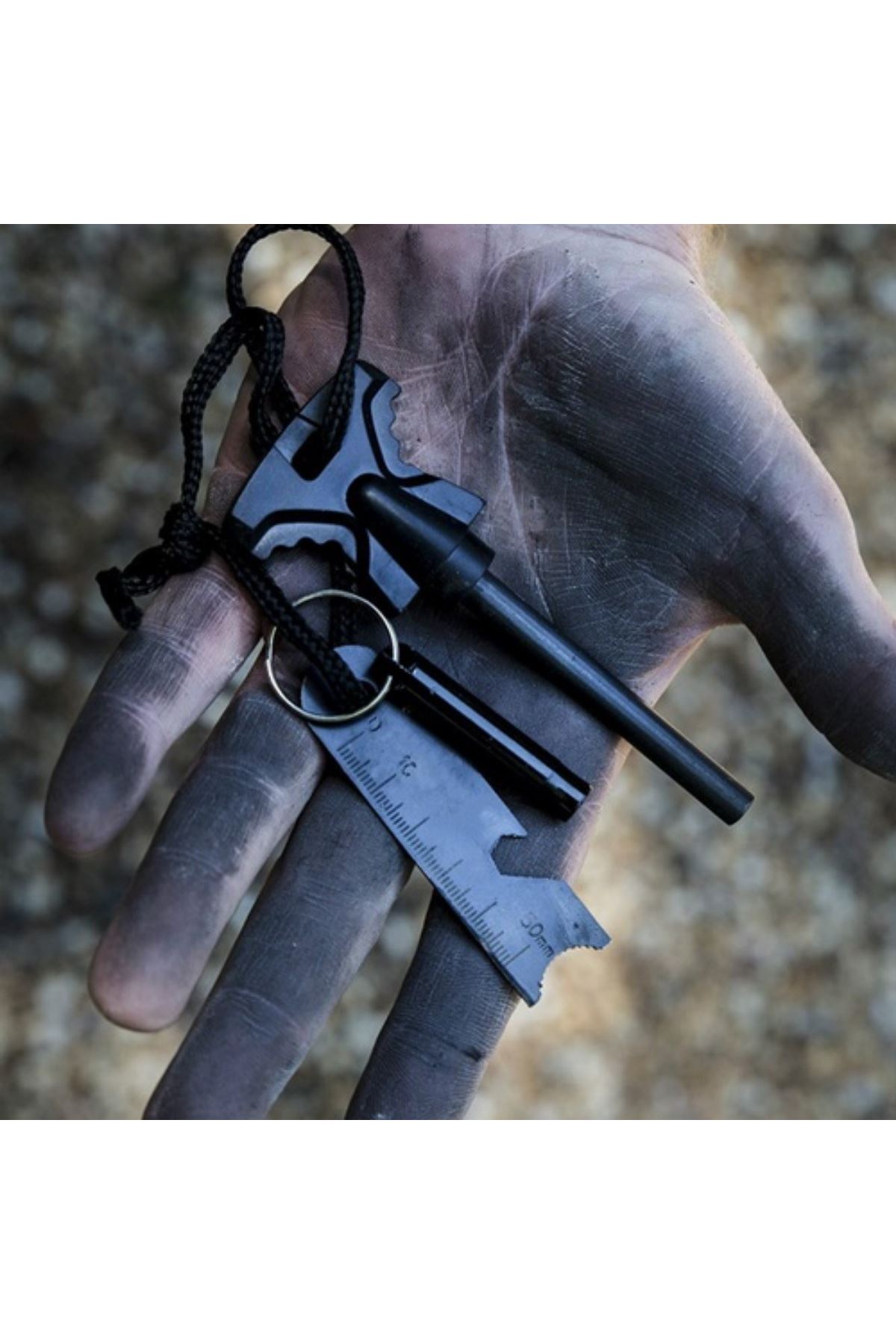 TBL Dekor® Acil Durum Magnezyum Çubuk Çakmaktaşı Hayatta Kalma Ateş Başlatıcı Çakmak Kiti Düdük Hediyel