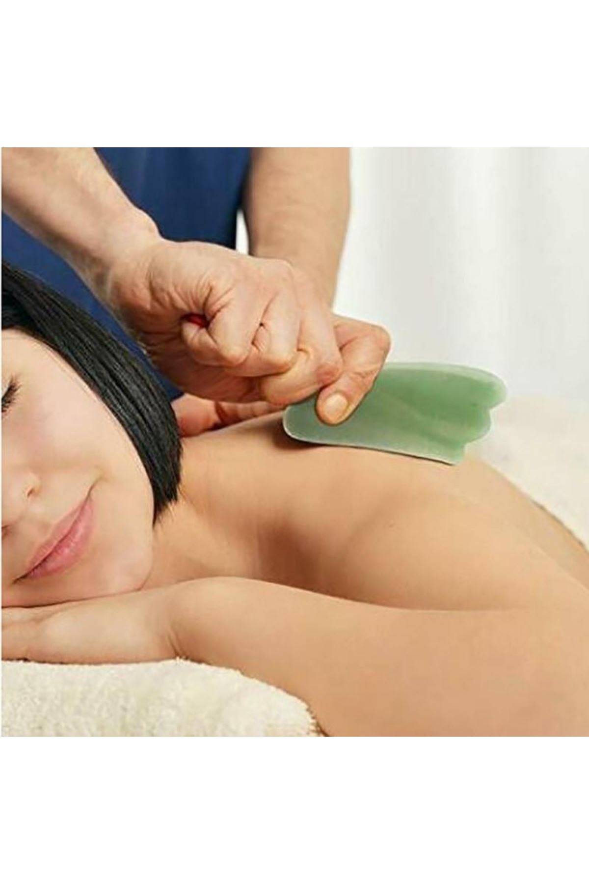 TBL Dekor® Çift Taraflı 2li Cilt Yüz Masaj Aleti Jade Roller Yeşim  Taşı Seti