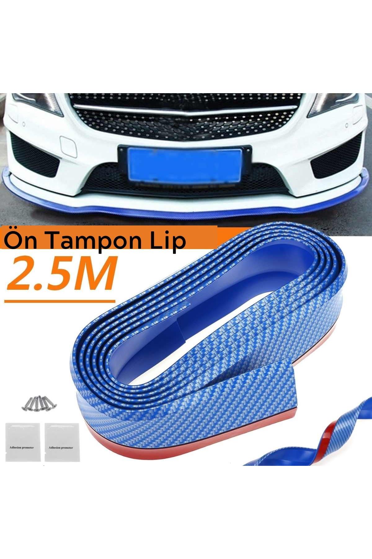 TBL Dekor® Mavi 2,5 Metre Araba Oto Ön Tampon Koruyucu Kauçuk Pratik Tampon Şerit Bant Döşeme Kiti