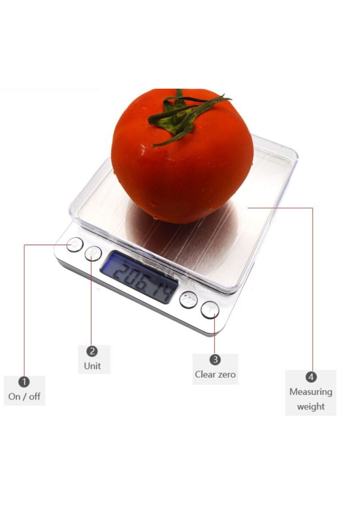 TBL Dekor® Elektronik 3 kg Kapasiteli Dijital Hassas Kantar Mutfak Tartısı Terazi