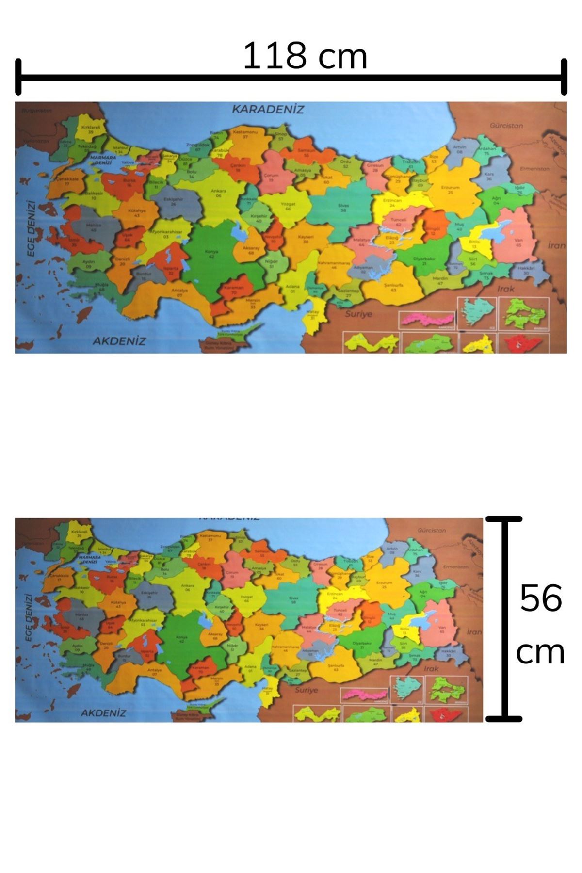 TBL Dekor® Renkli Türkiye Haritası Manyetik Yapıştırıcı Gerektirmeyen Duvar Stickerı 118 CM * 56 CM