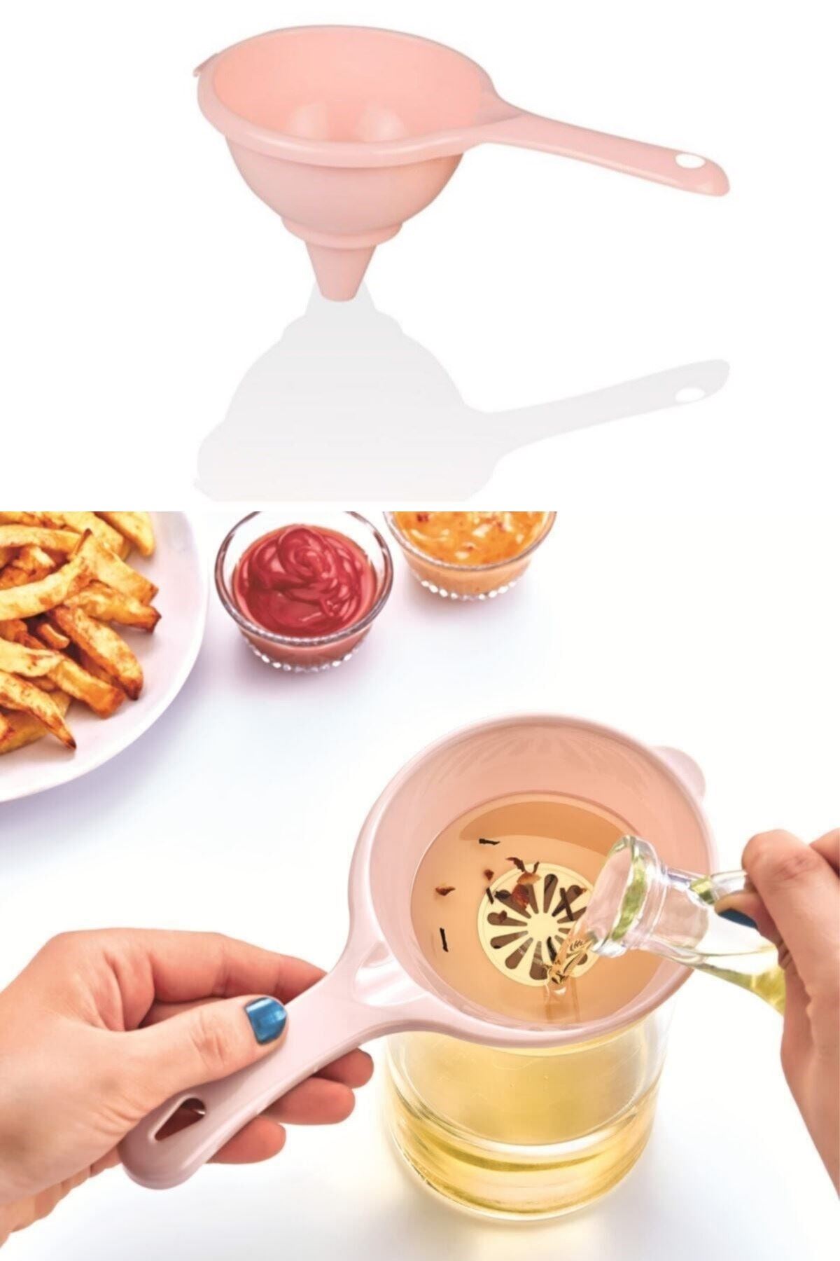 TBL Dekor® Pratik İnce Elekli Mutfak Gereci Sıvı Yağ Süzgeci