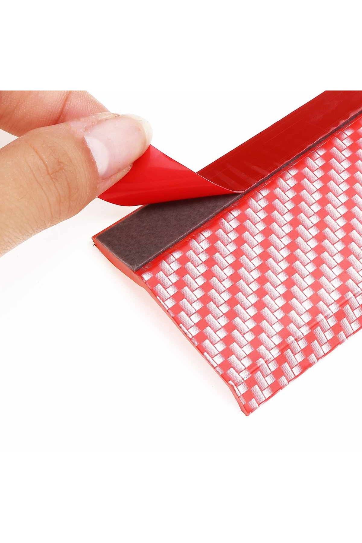 TBL Dekor® Kırmızı Renkli 2,5 Metre Araba Oto Ön Tampon Koruyucu Kauçuk Pratik Tampon Şerit Bant Döşeme