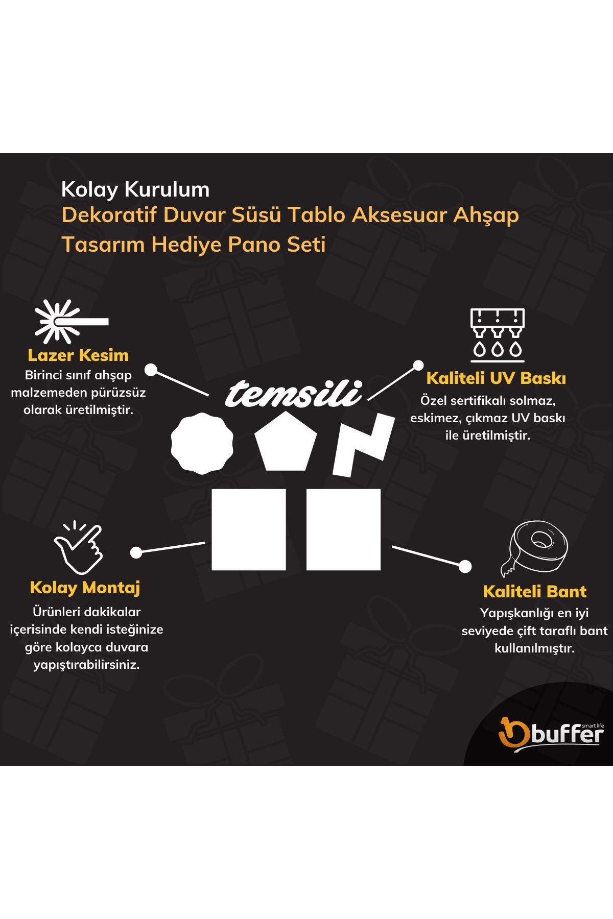 TBL Dekor® DECO103 Supermen Dekoratif Duvar Süsü Tablo Aksesuar Ahşap Tasarım Hediye Pano Sticker Seti