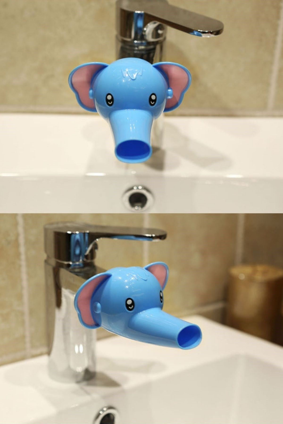 TBL Dekor® Çocuklar İçin Eğitici ve Güvenli Musluk Uzatıcı Genişletici Başlık Aparatı Fil Figürlü