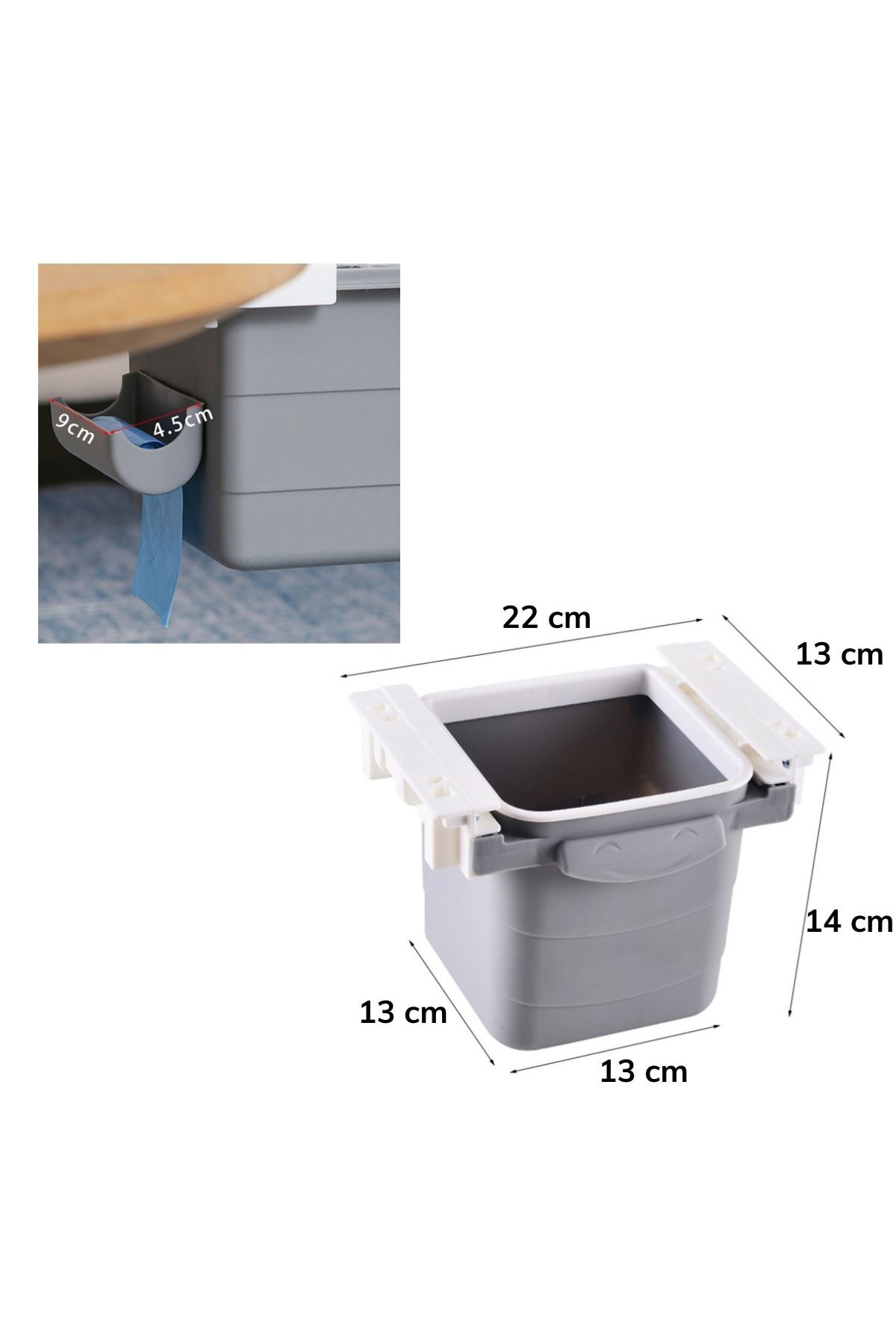 TBL Dekor® Mini Masa Çöp Kovası Plastik Tezgah Altı Geri Çekilebilir Yapışkanlı Görünmez Bölme Pratik