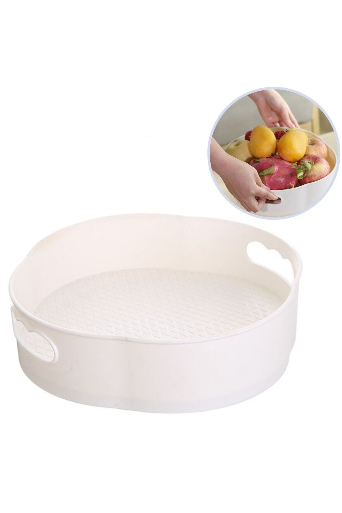 TBL Dekor® 360 Derece Dönebilen Mekanizmalı Yuvarlak Tepsi Formlu Sunum ve Servis Organizer Tablası