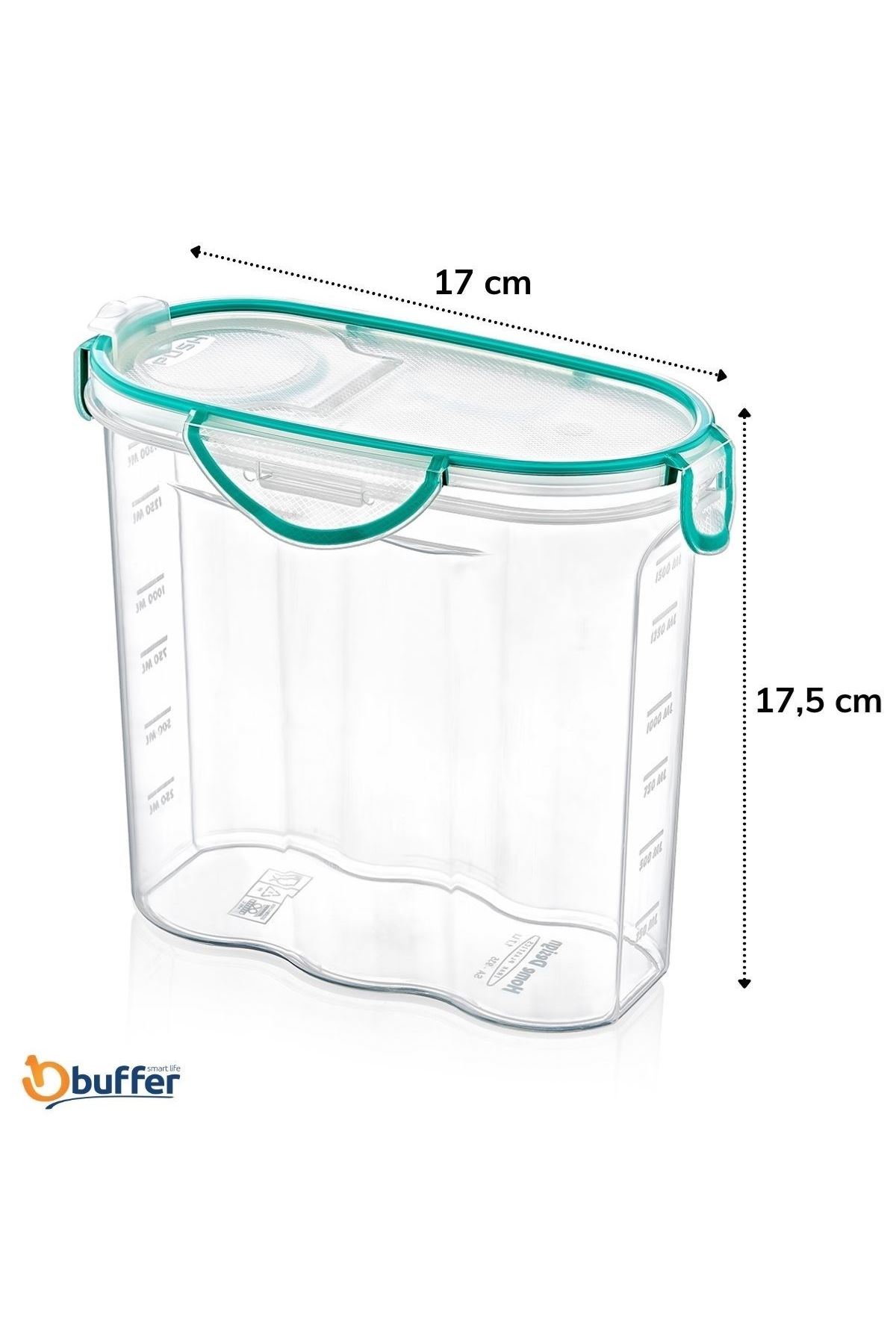 TBL Dekor® Kilitli Kapaklı Contalı Hava,Su Sıvı Geçirmez 1,7 Litre Erzak Saklama Kabı-SA585