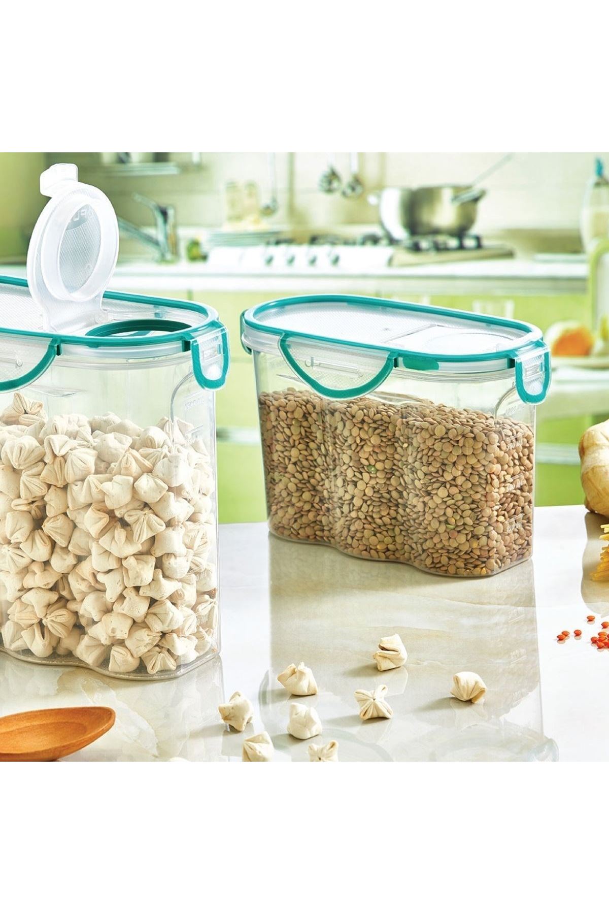 TBL Dekor® Kilitli Kapaklı Contalı Hava,Su Sıvı Geçirmez 1,2 Litre Erzak Saklama Kabı-SA580