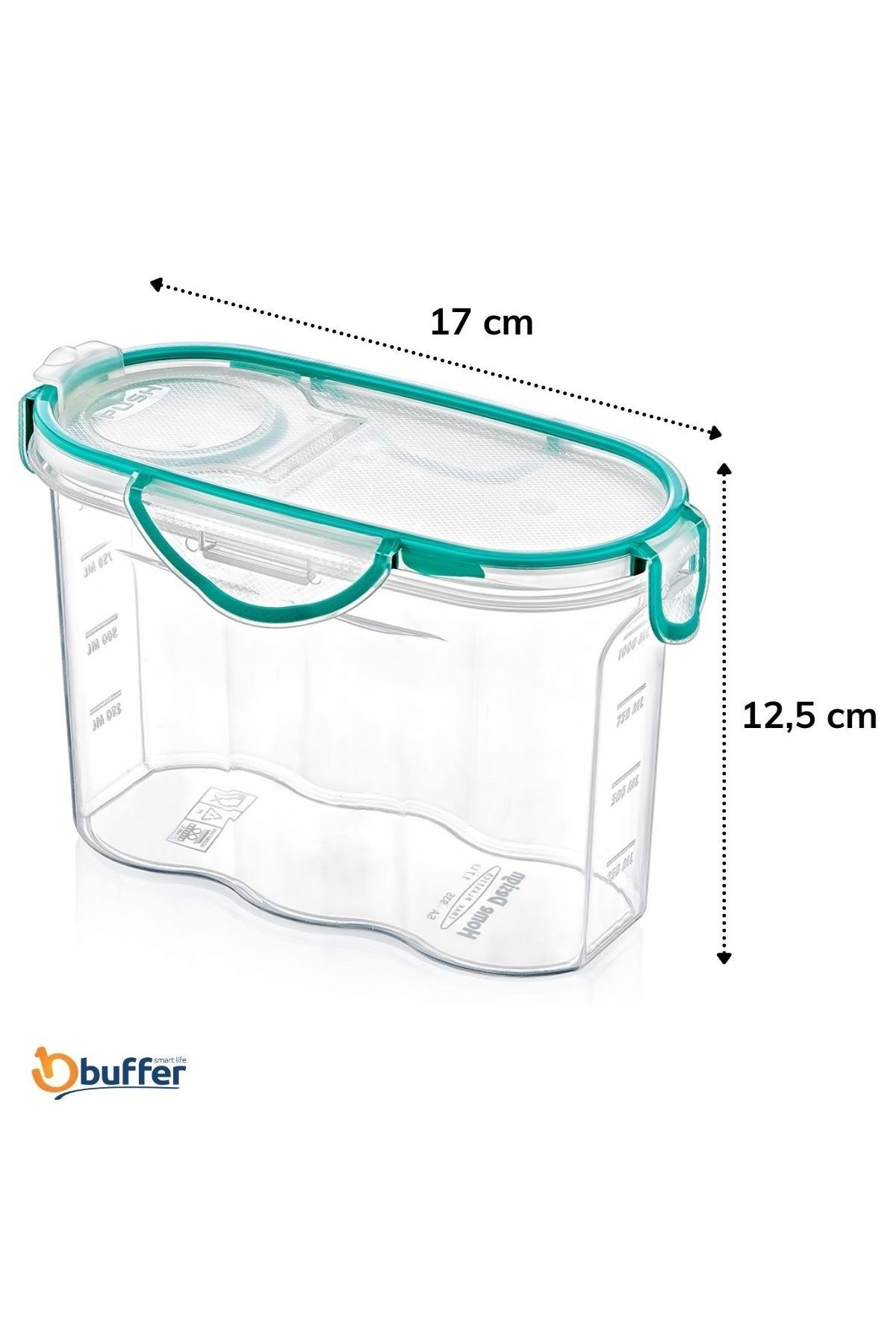 TBL Dekor® Kilitli Kapaklı Contalı Hava,Su Sıvı Geçirmez 1,2 Litre Erzak Saklama Kabı-SA580