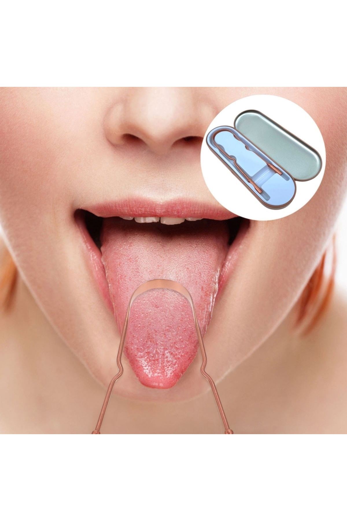 TBL Dekor® Bakır Oil Pulling Yağ Çekme Dil Plak Temizleme Aleti Dil Fırçası Sıyırıcı Dil Kaşığı